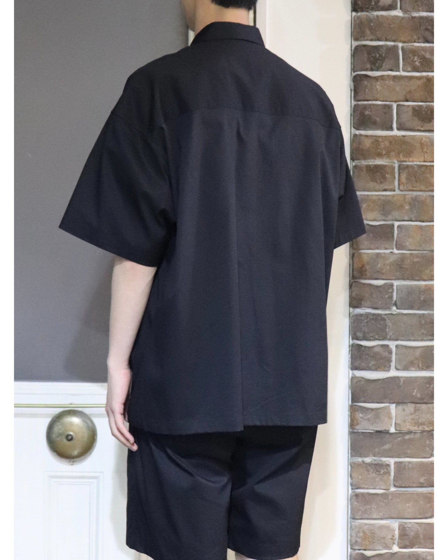 Solotex Twill S/S Oversized Box Shirt BLACK