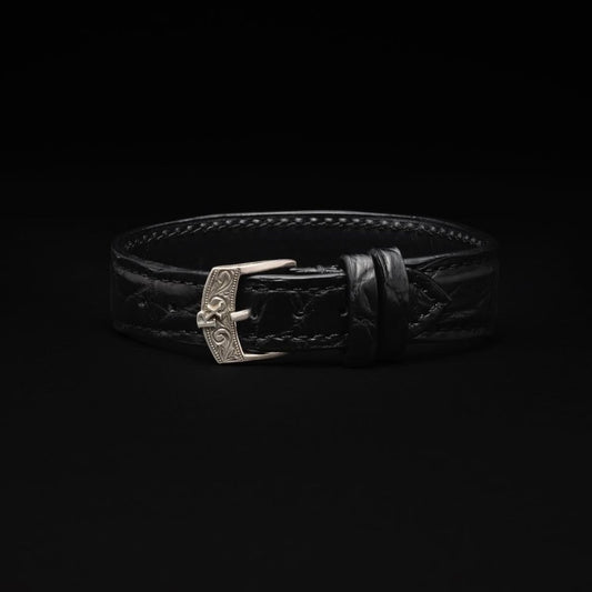 Leather Bracelet (Crocodile / Silver)