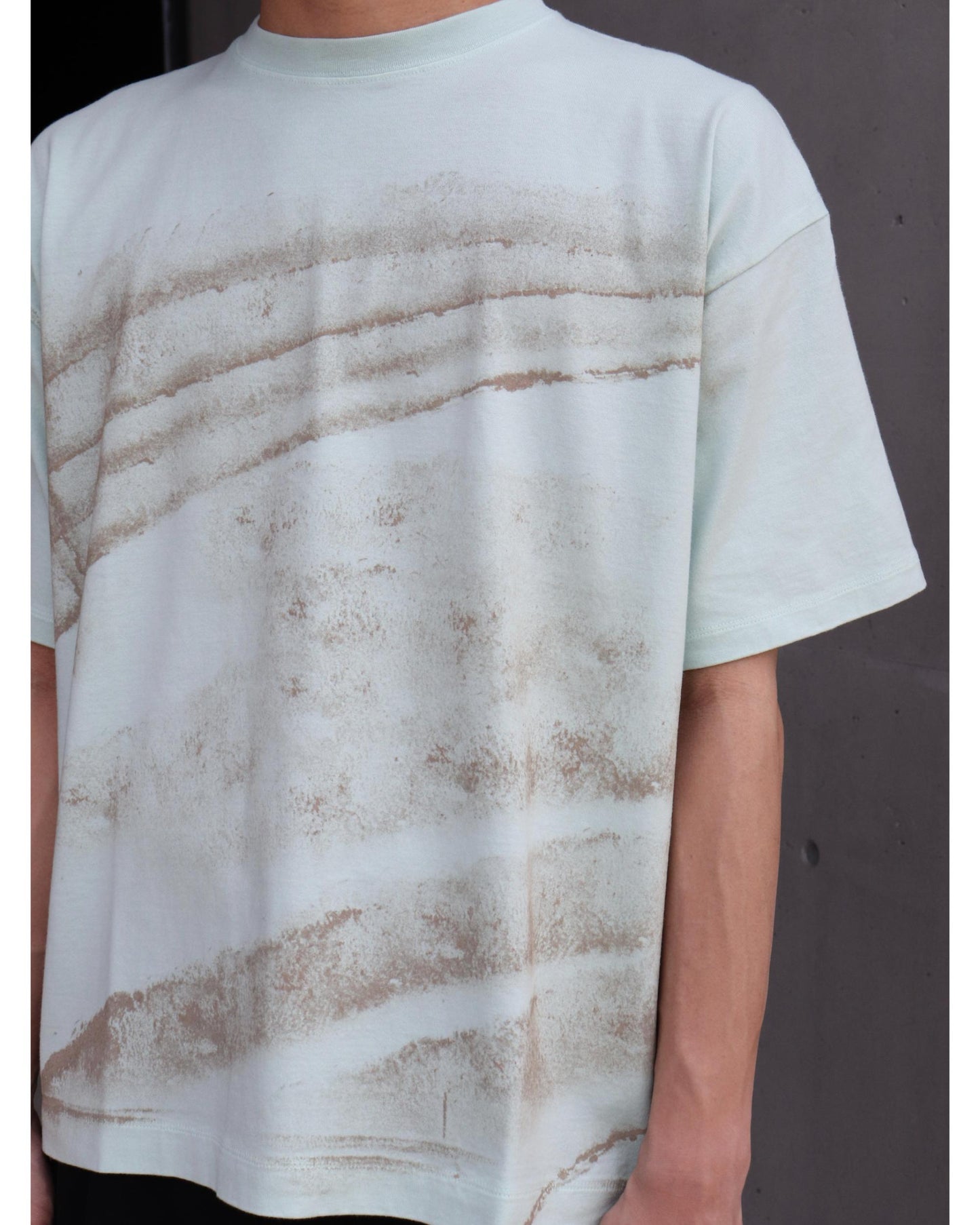 ABSTRACT PAINTED T-SHIRT  MIST GREEN