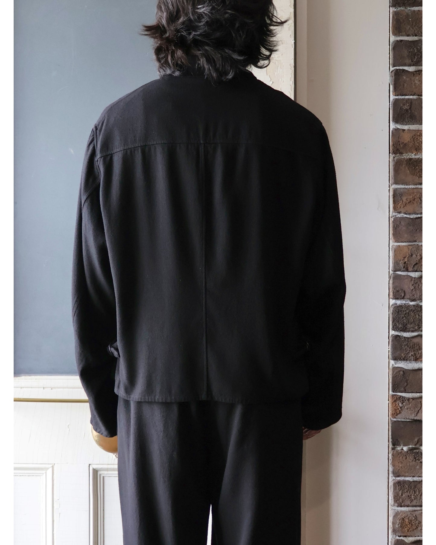シルクネップ ジップショートジャケット BLACK