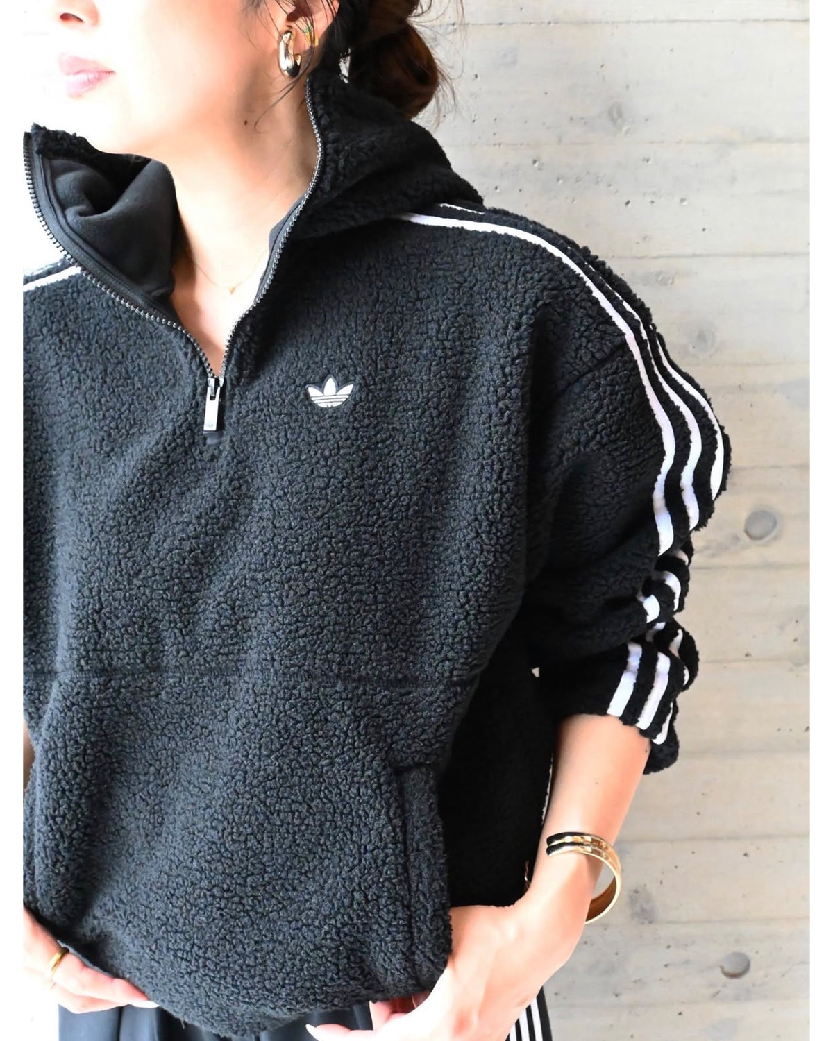 ADILUNA SEASON 2 × JENNIE POLAR FLEECE 1/4 ZIP HOODIE JACKET
