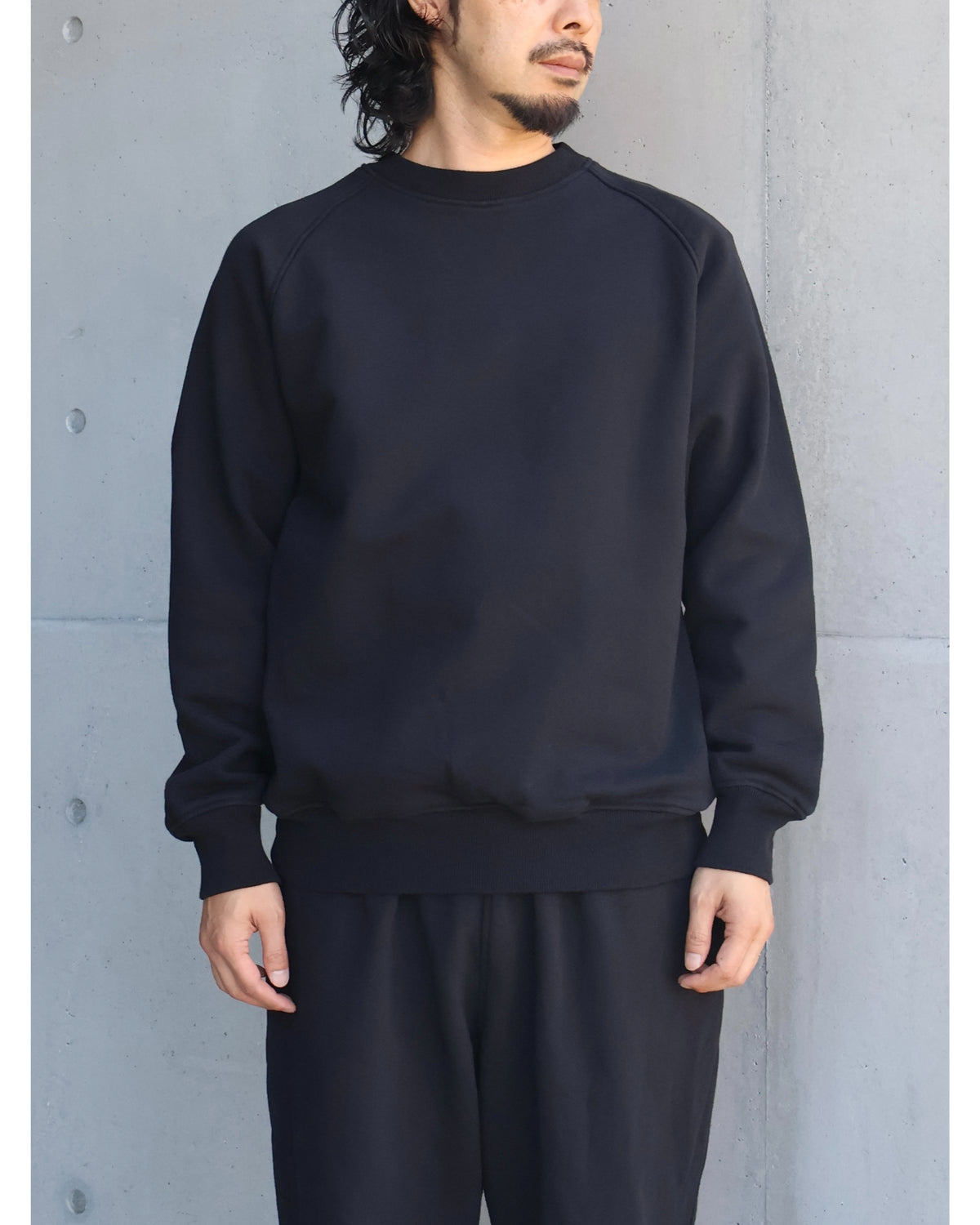 コットン裏毛 クルーネック BLACK