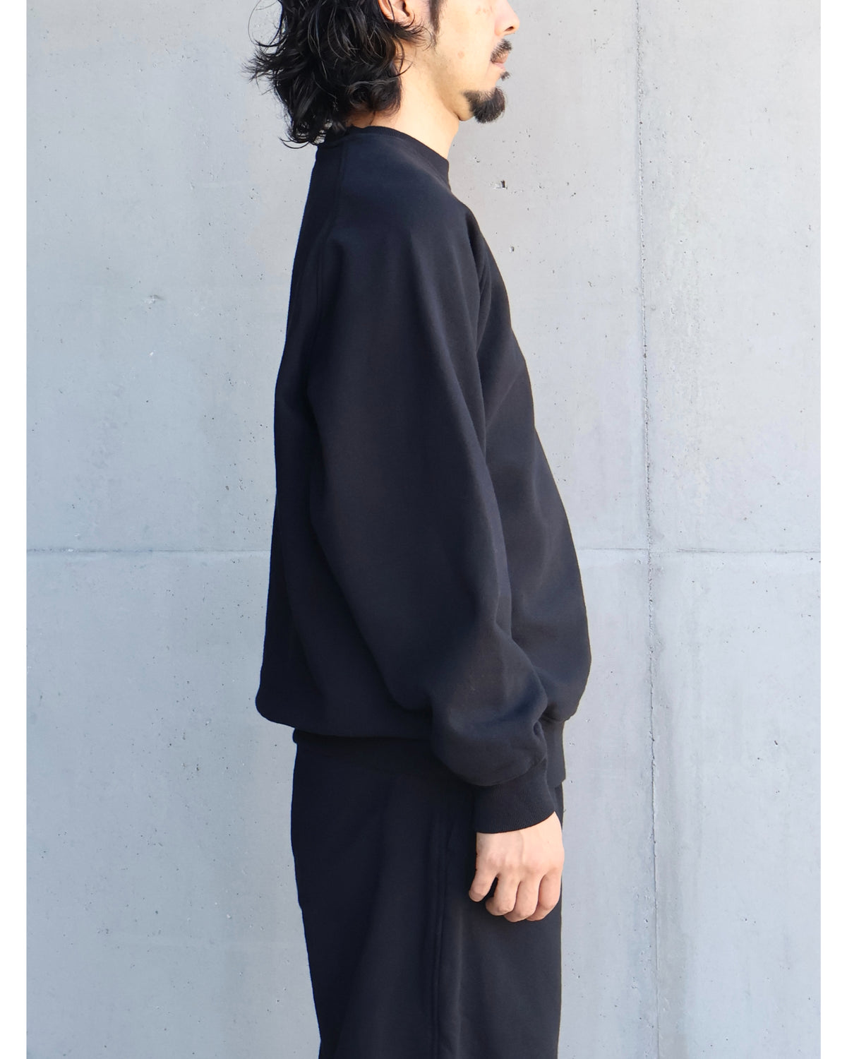 コットン裏毛 クルーネック BLACK