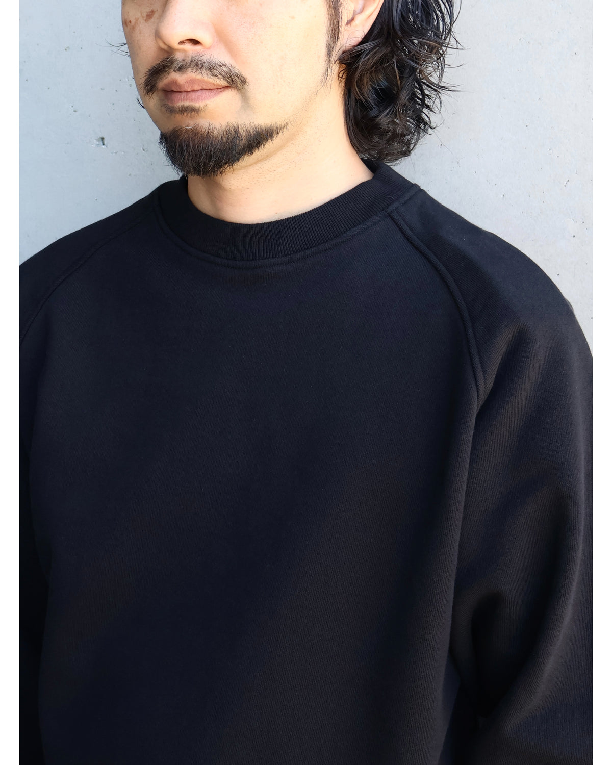 コットン裏毛 クルーネック BLACK