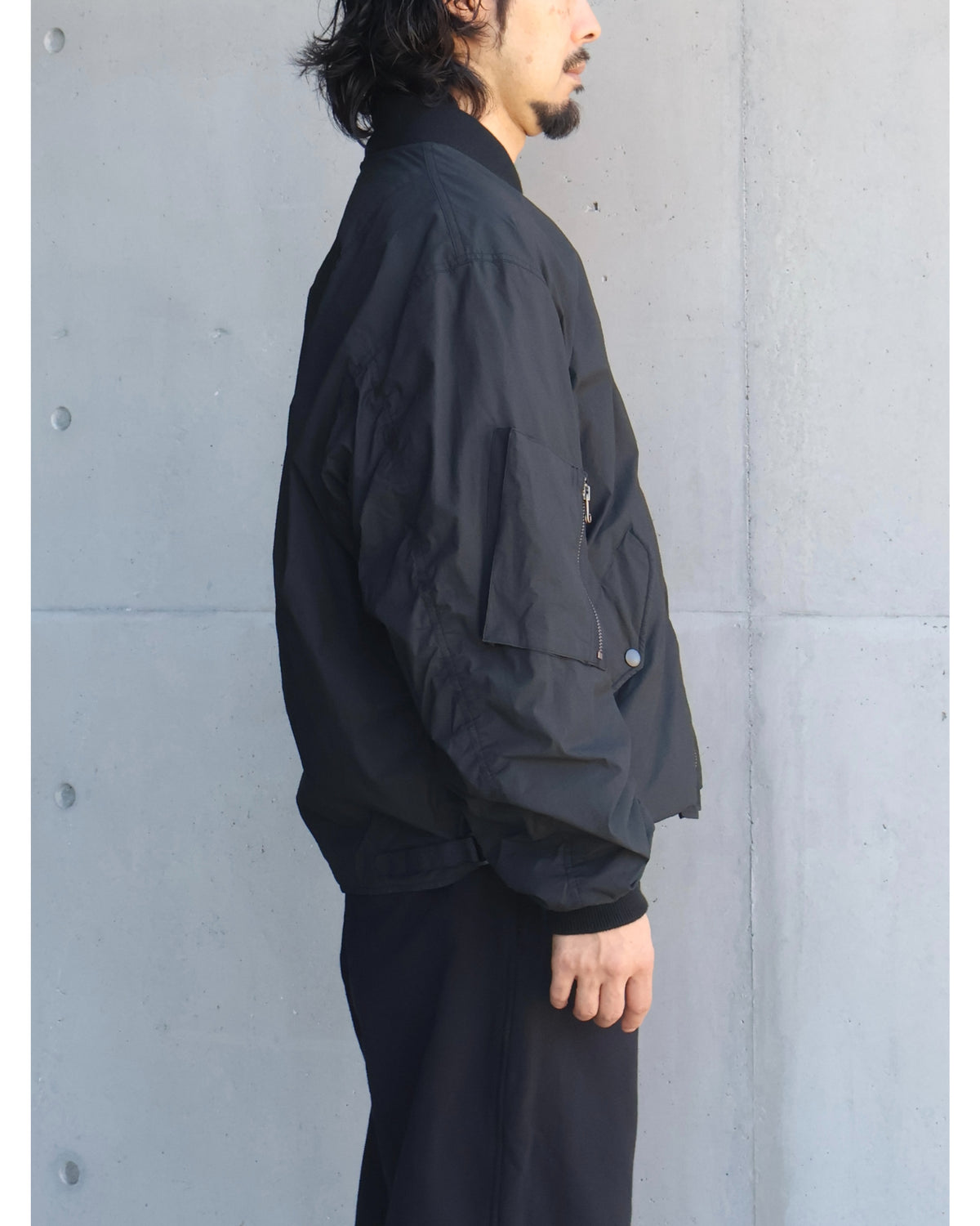 コットンナイロン ミリタリーブルゾン BLACK