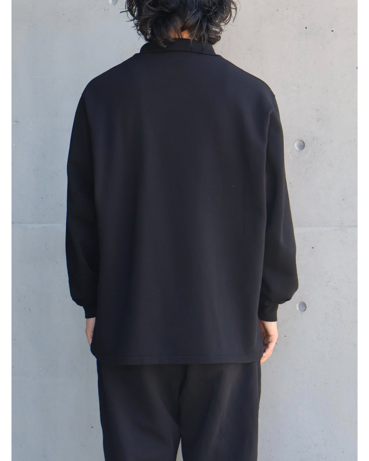 コットンジャージ ハーフジップ BLACK