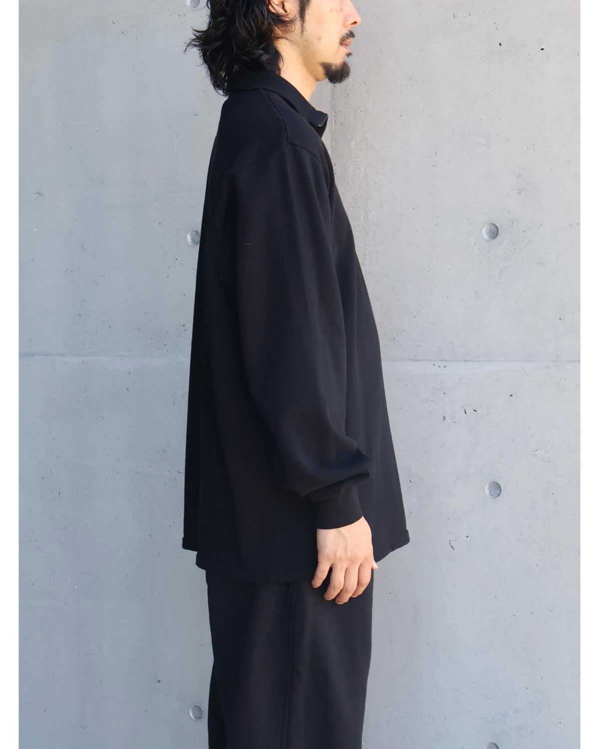 コットンジャージ ハーフジップ BLACK