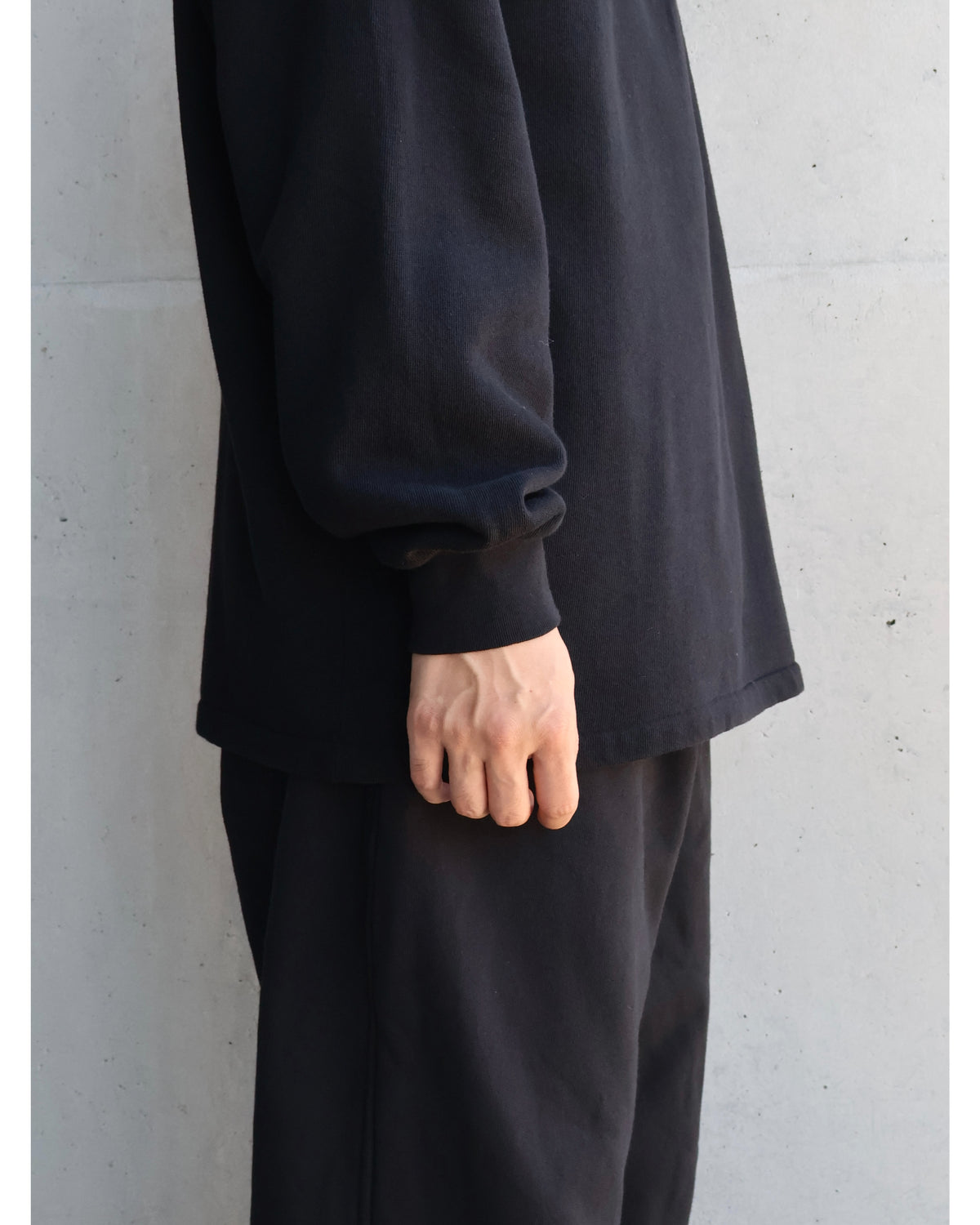 コットンジャージ ハーフジップ BLACK