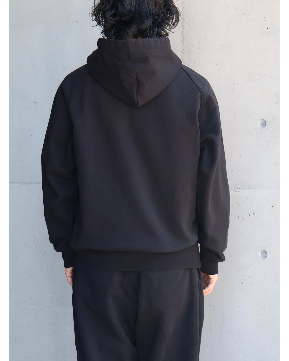 コットン裏毛 ジップパーカ BLACK