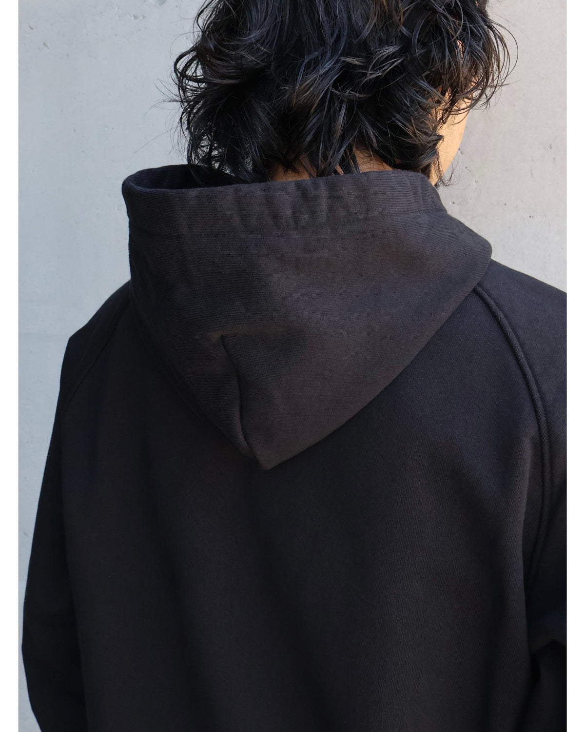コットン裏毛 ジップパーカ BLACK