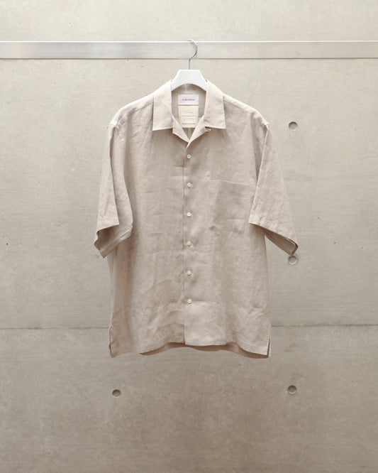 OPEN COLLAR SHIRT S/S TAUPE