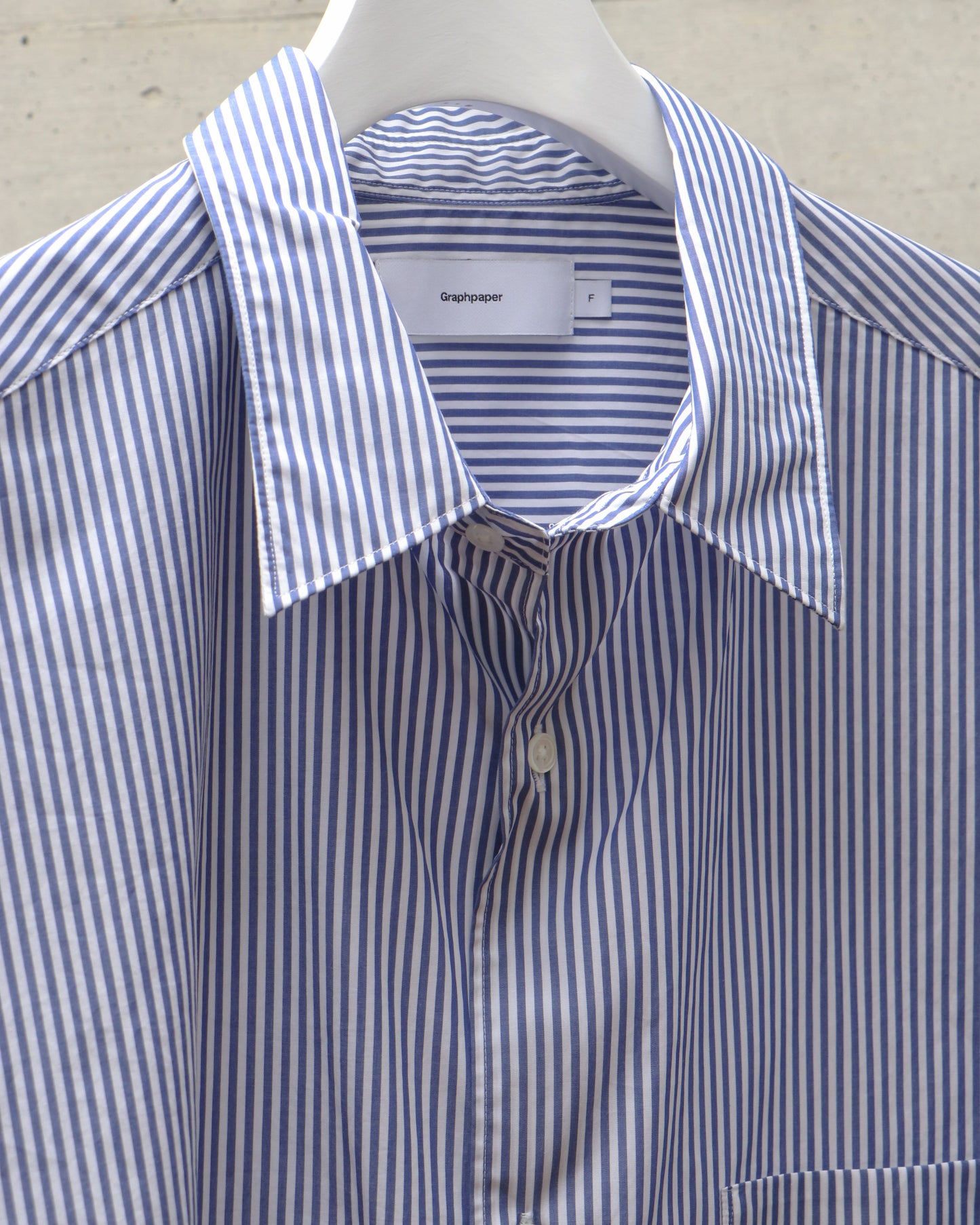 Broad S/S Oversized Regular Collar Shirt BLUE STRIPE