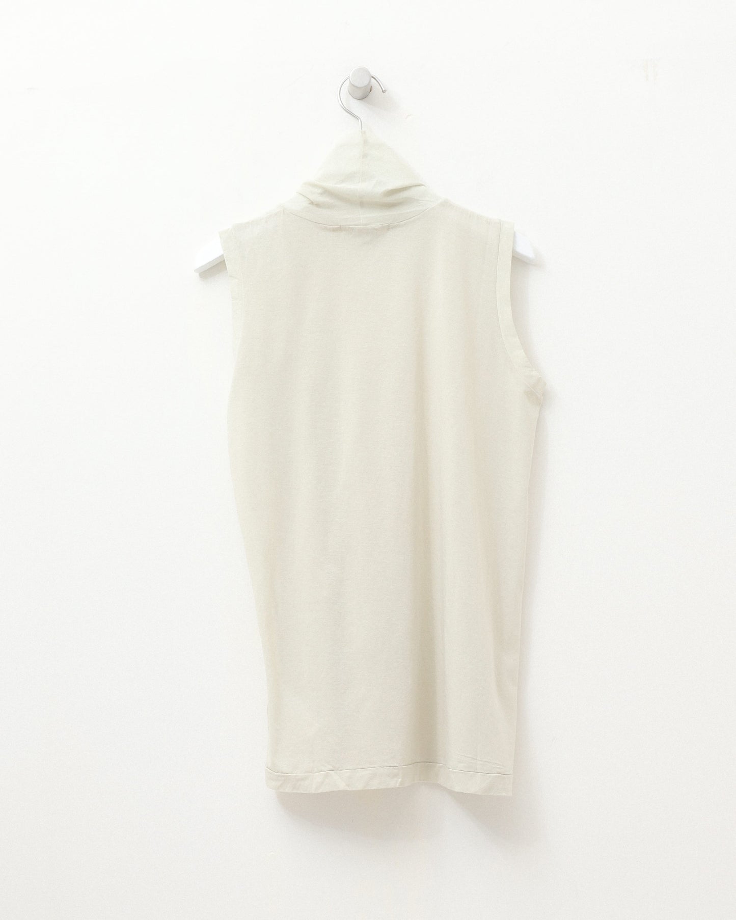 twisted cotton sheer jersey sleeveles high-neck top