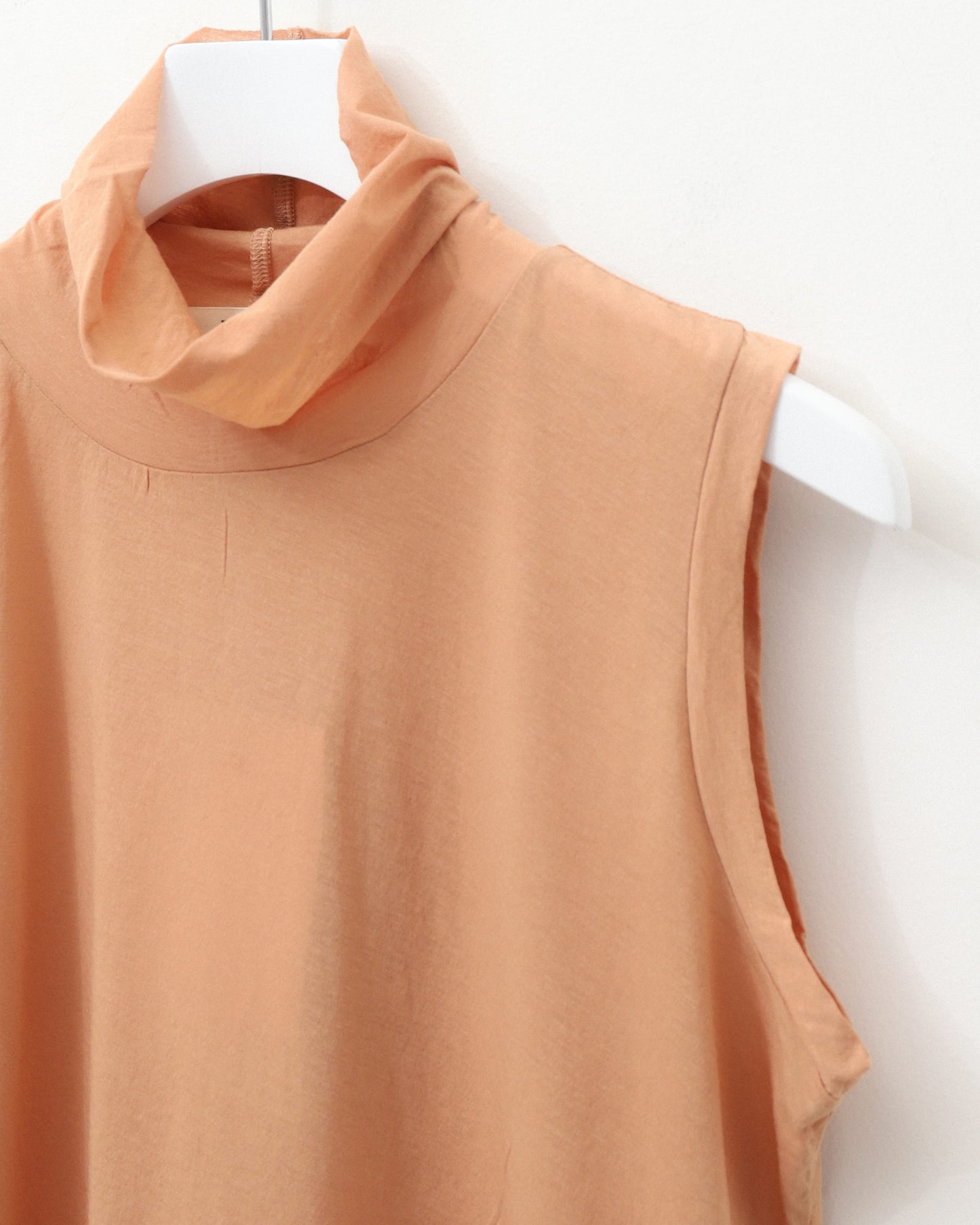 twisted cotton sheer jersey sleeveles high-neck top