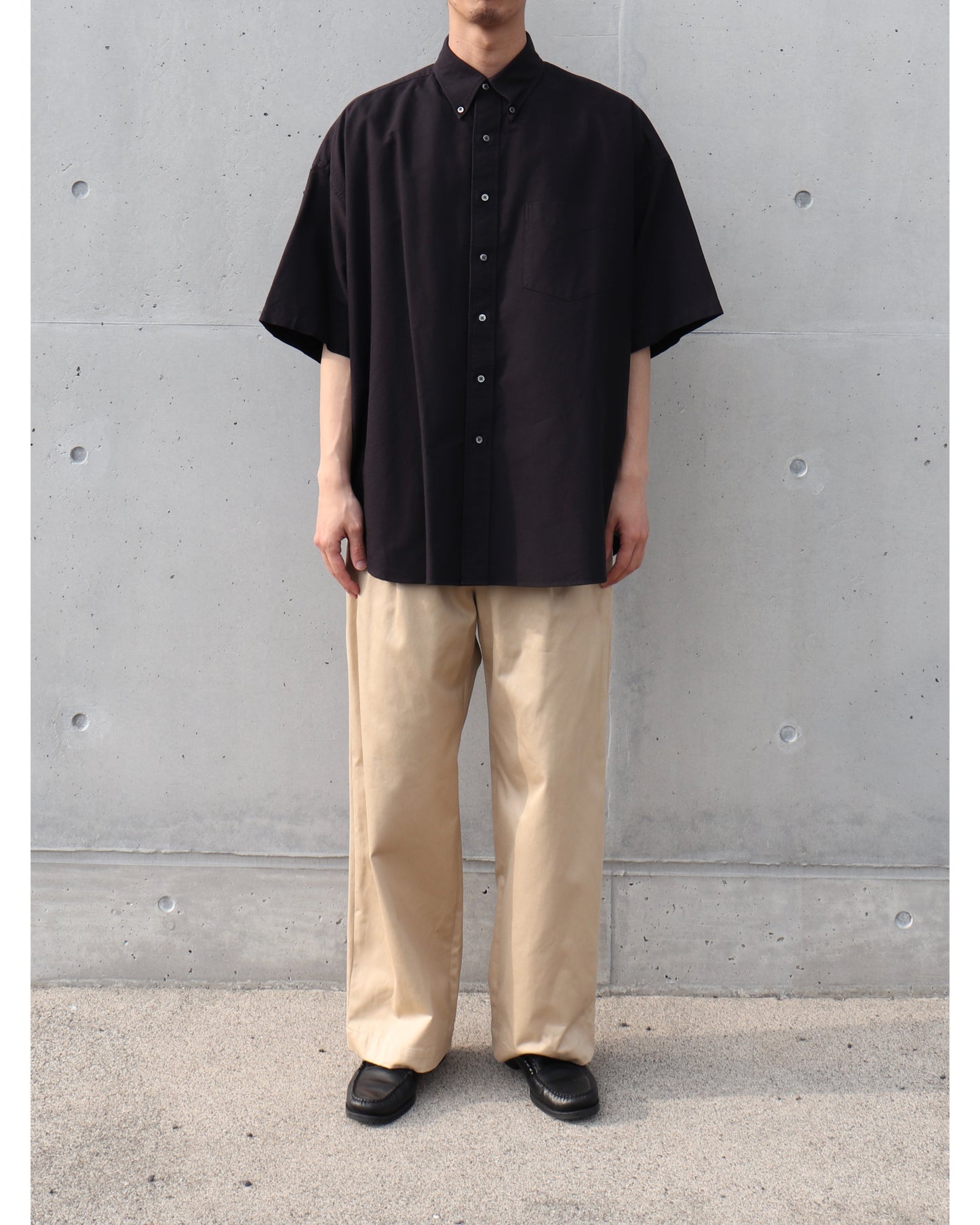 Oxford S/S Oversized B.D Shirt BLACK