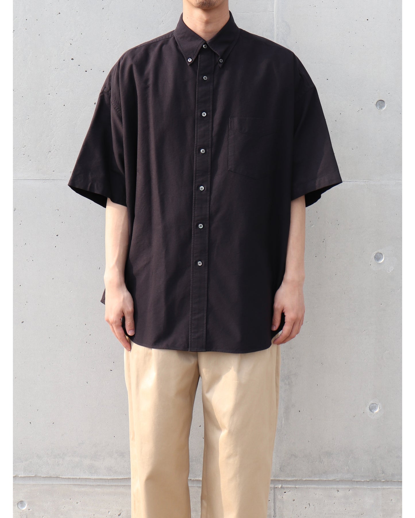 Oxford S/S Oversized B.D Shirt BLACK