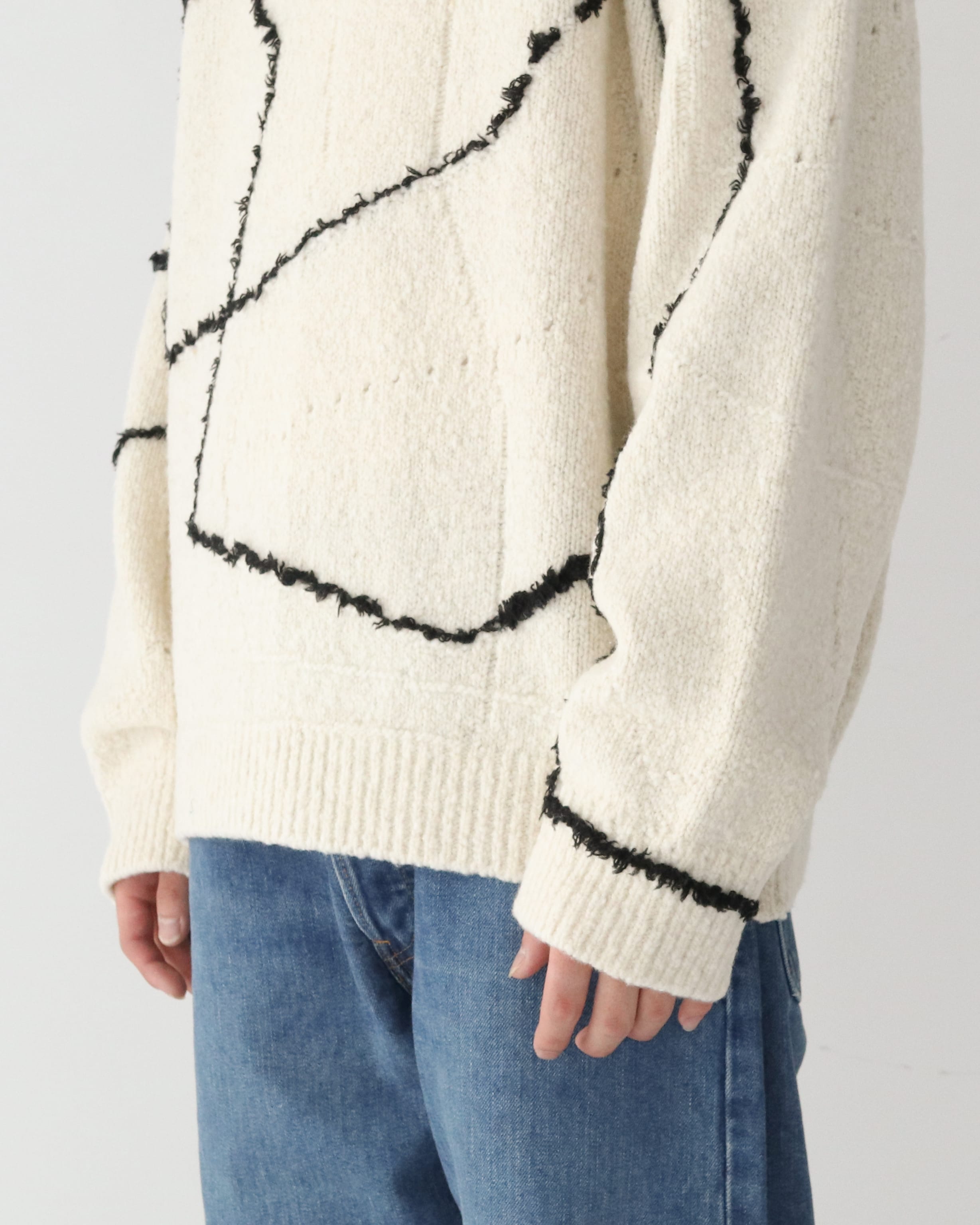 CONTINUOUS LINE EMBROIDERY SWEATER IVORY – TIME AFTER TIME