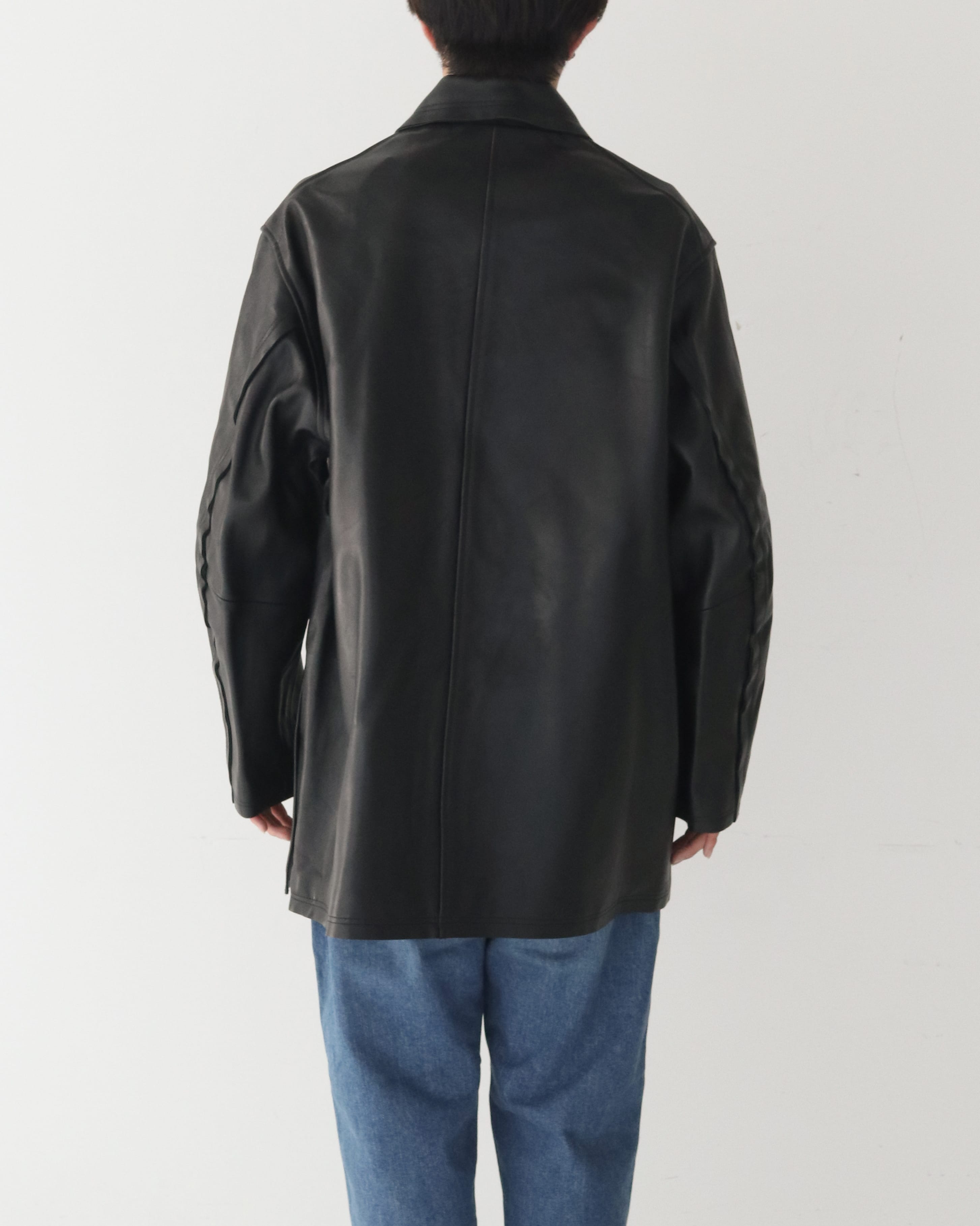 CUT-OFF LEATHER CAR COAT BLACK – TIME AFTER TIME