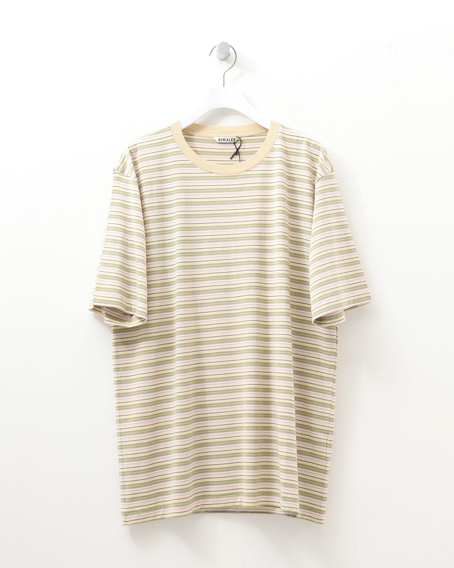 HARD TWIST COTTON BORDER TEE BEIGE BORDER