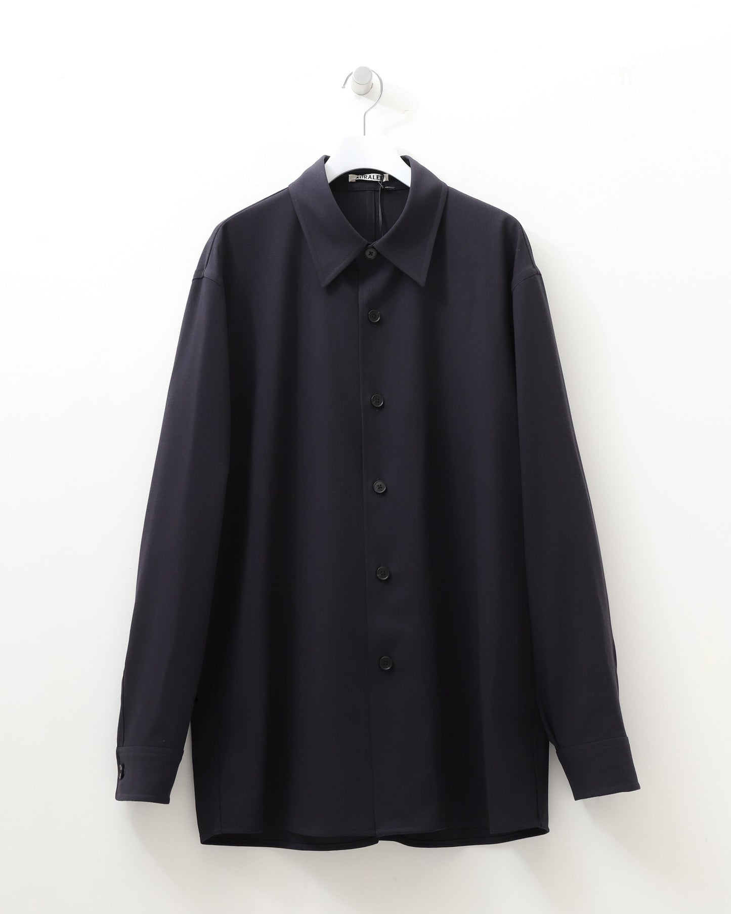 HARD TWIST WOOL DOBBY SHIRT DARK NAVY