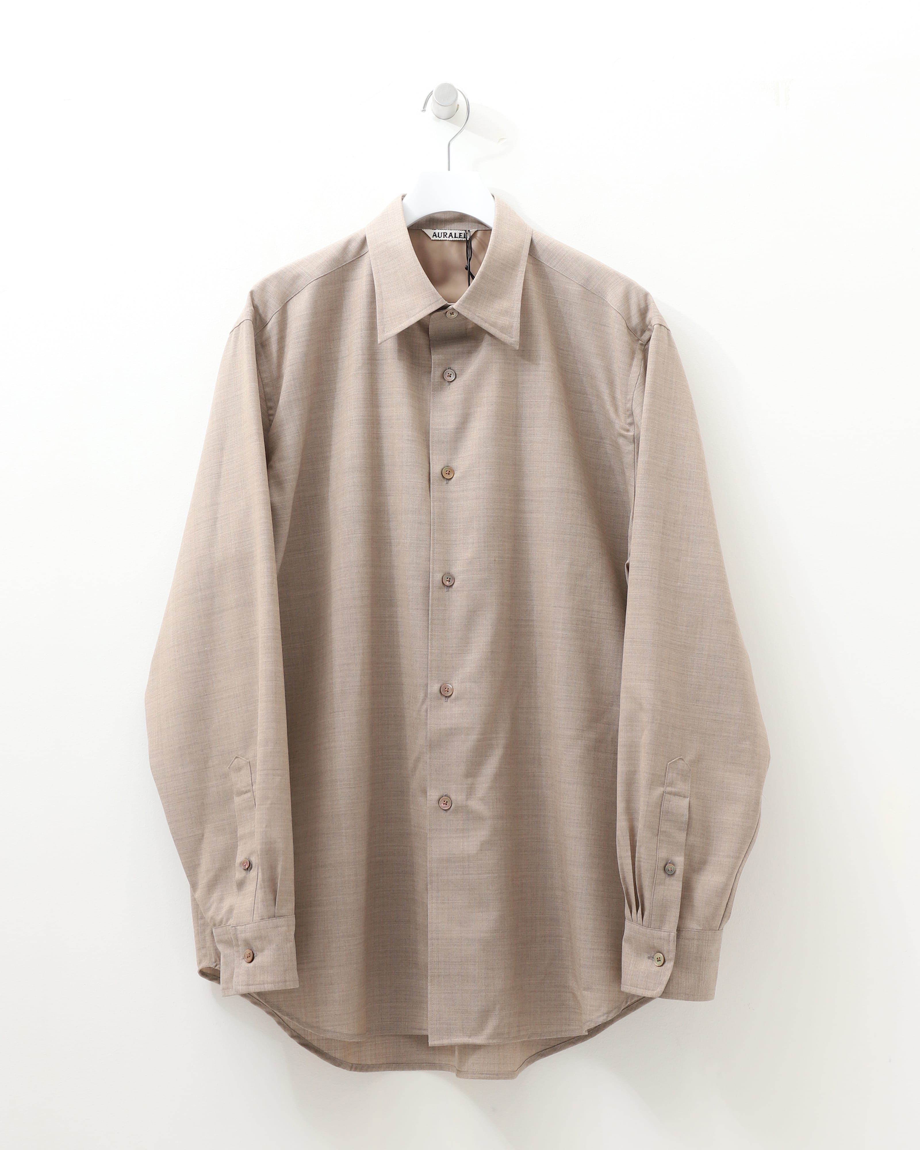 SUPER FINE TROPICAL WOOL SHIRT TOP GRAY BEIGE – TIME AFTER TIME