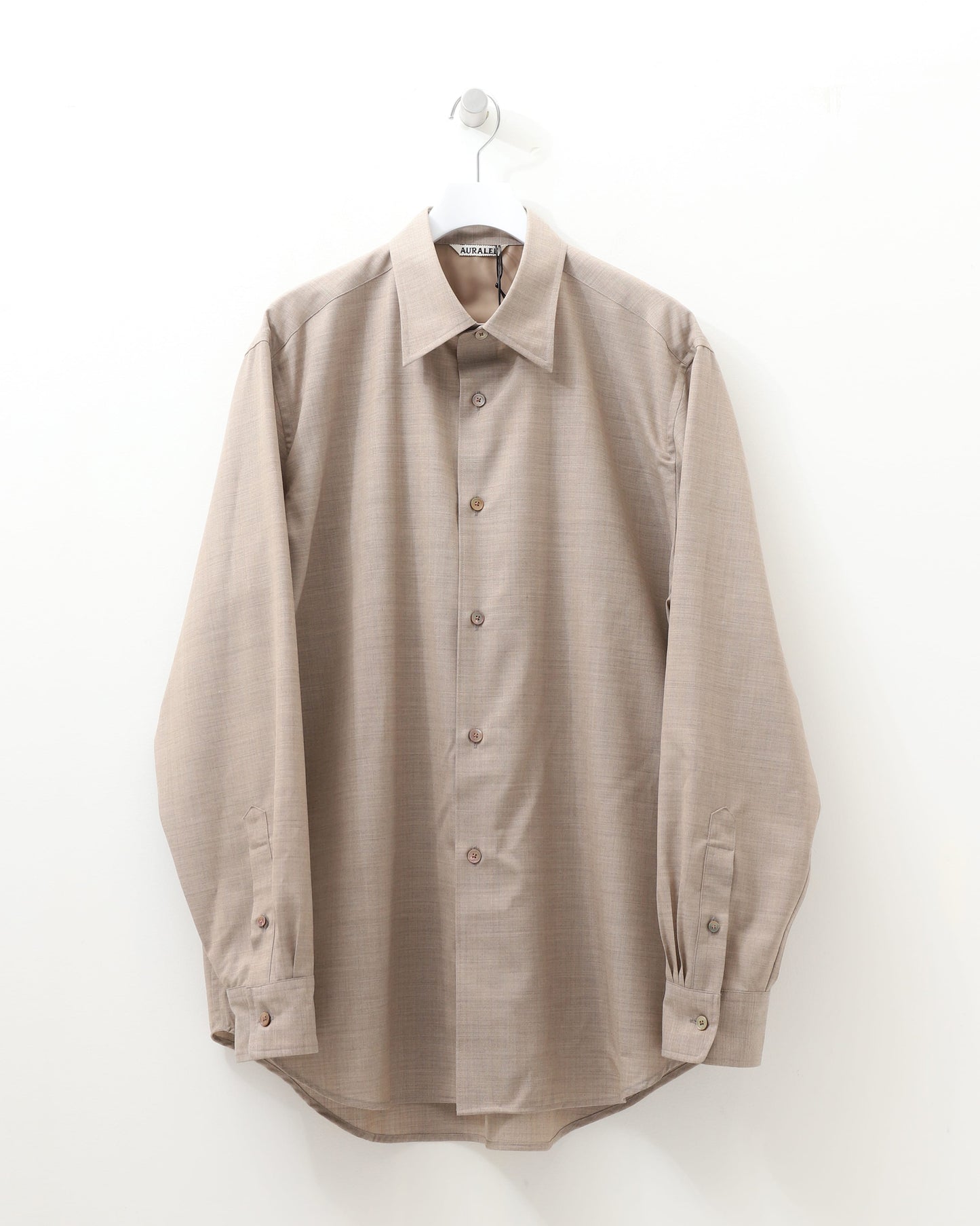 SUPER FINE TROPICAL WOOL SHIRT TOP GRAY BEIGE