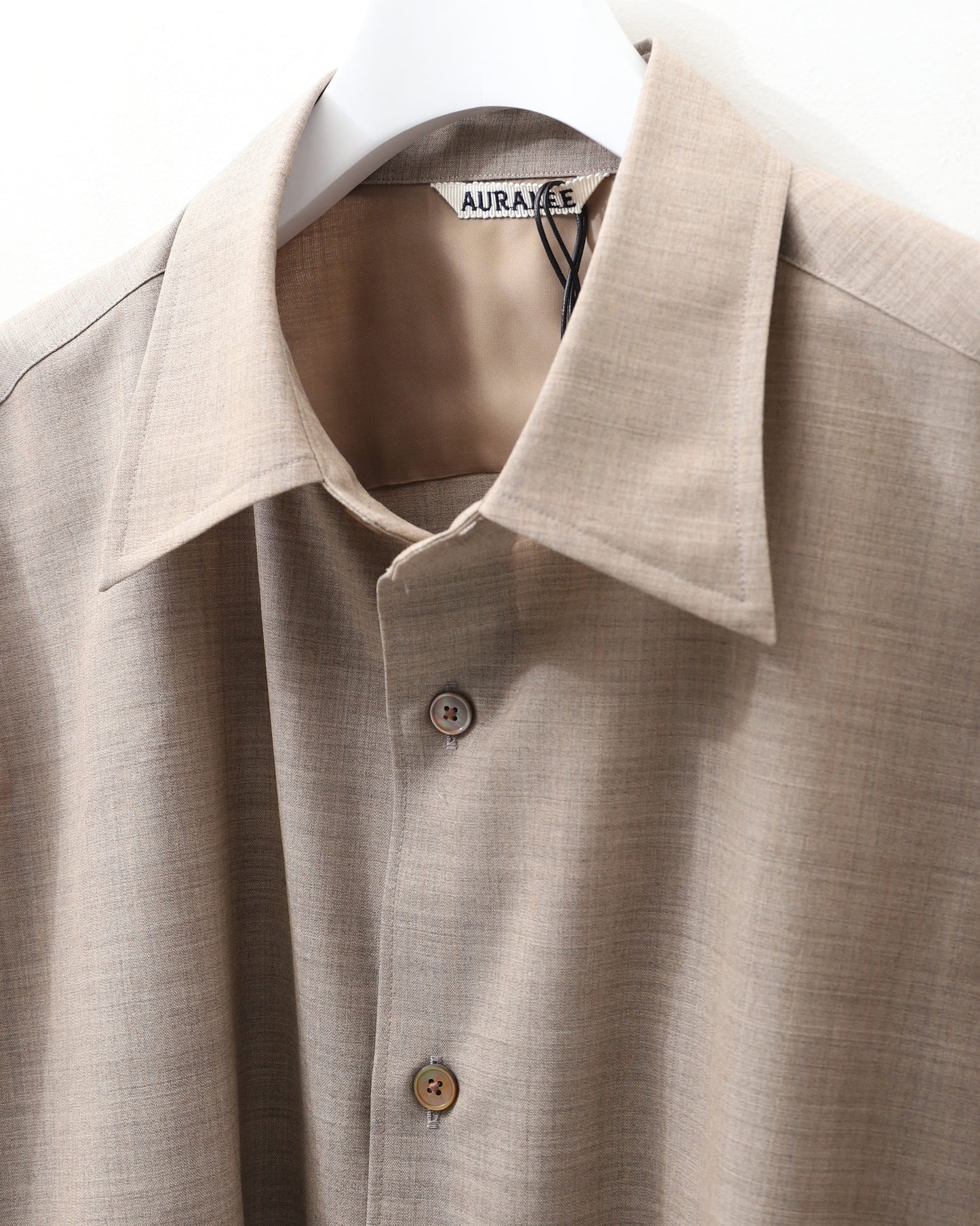 SUPER FINE TROPICAL WOOL SHIRT TOP GRAY BEIGE