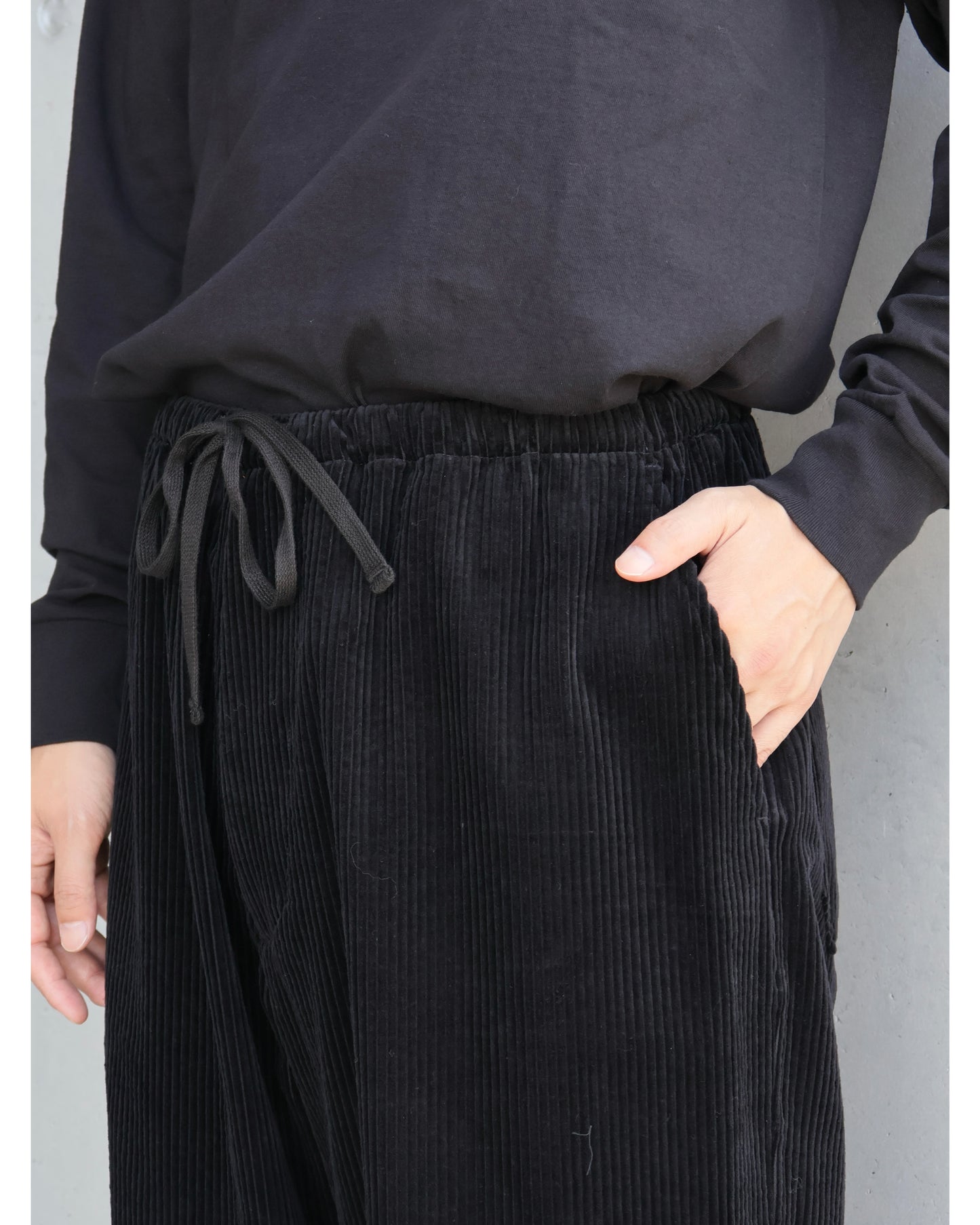 コーデュロイ ドローストリングパンツ BLACK