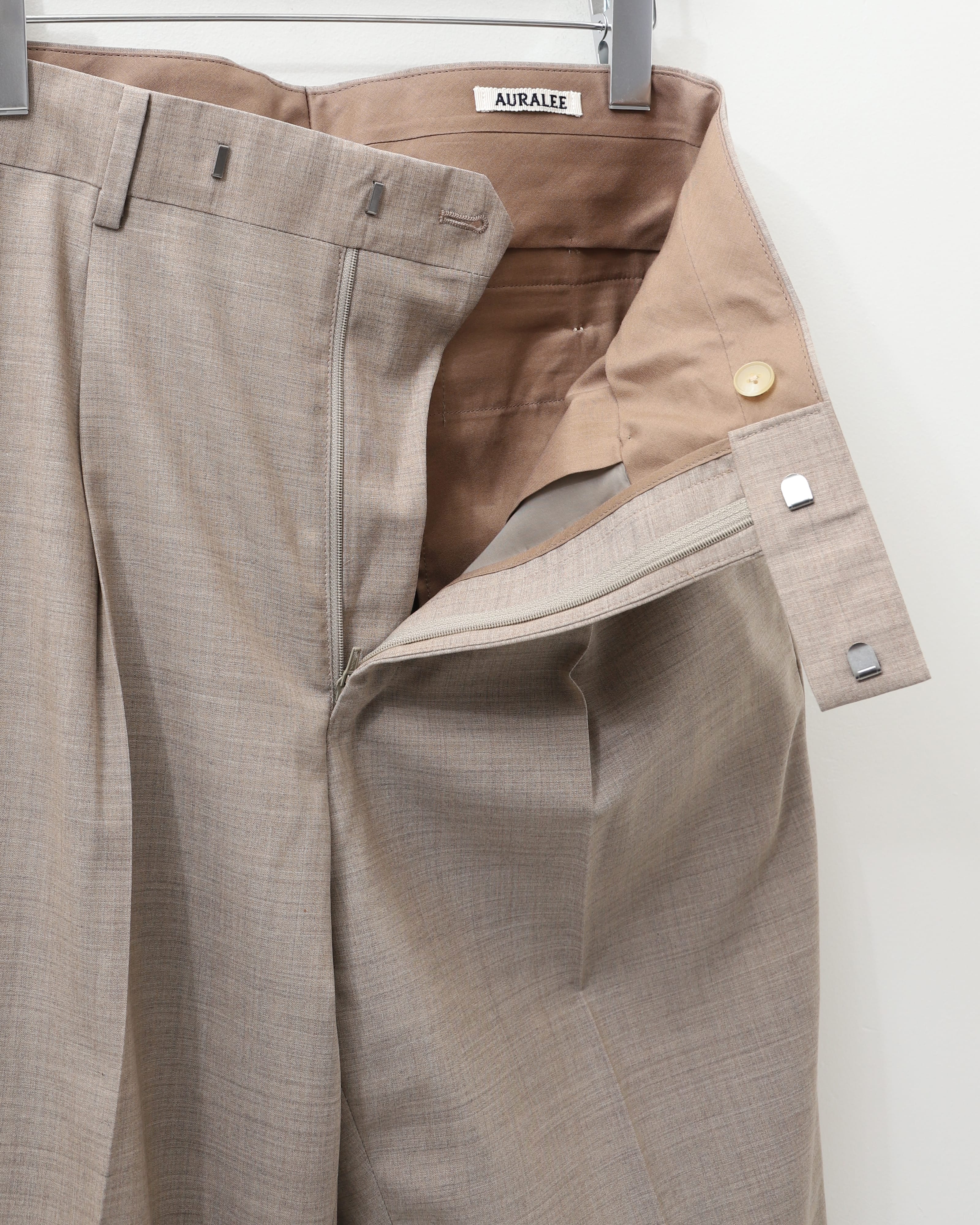 SUPER FINE TROPICAL WOOL SLACKS TOP GRAY BEIGE – TIME AFTER TIME