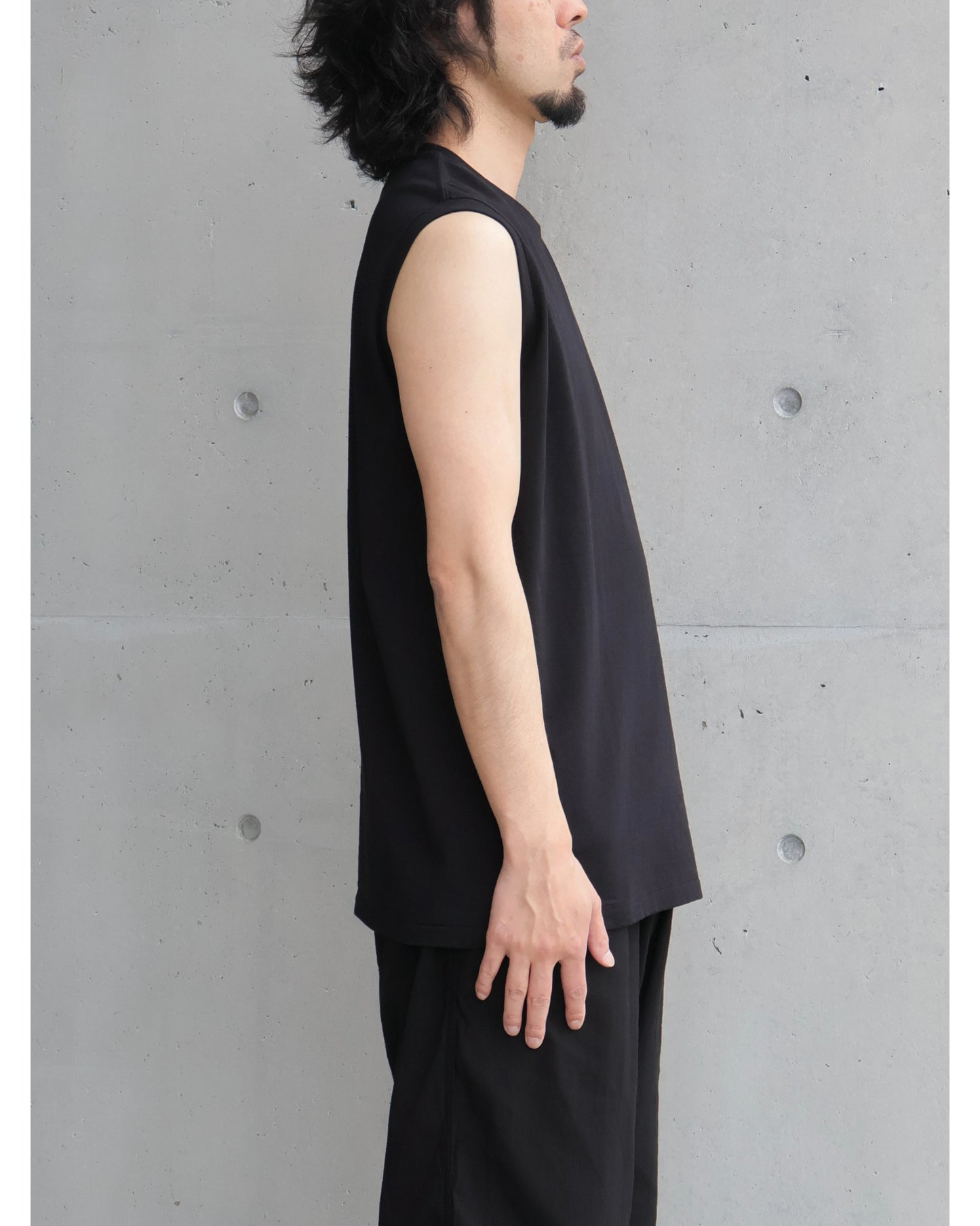 コットンジャージ ノースリーブ BLACK