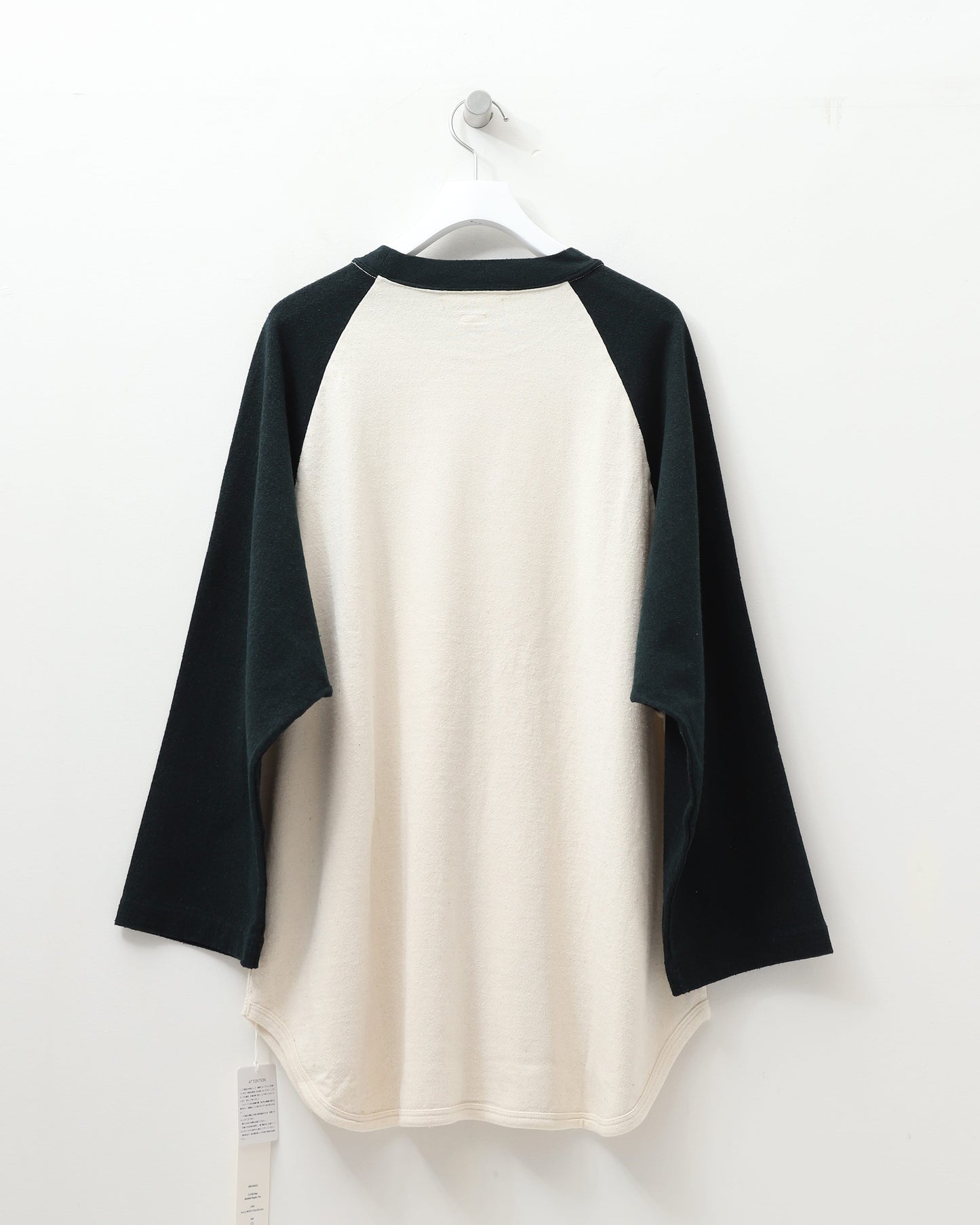 Co/Silk Nep Baseball Raglan Tee IVOLY-BODY×DARKGREEN