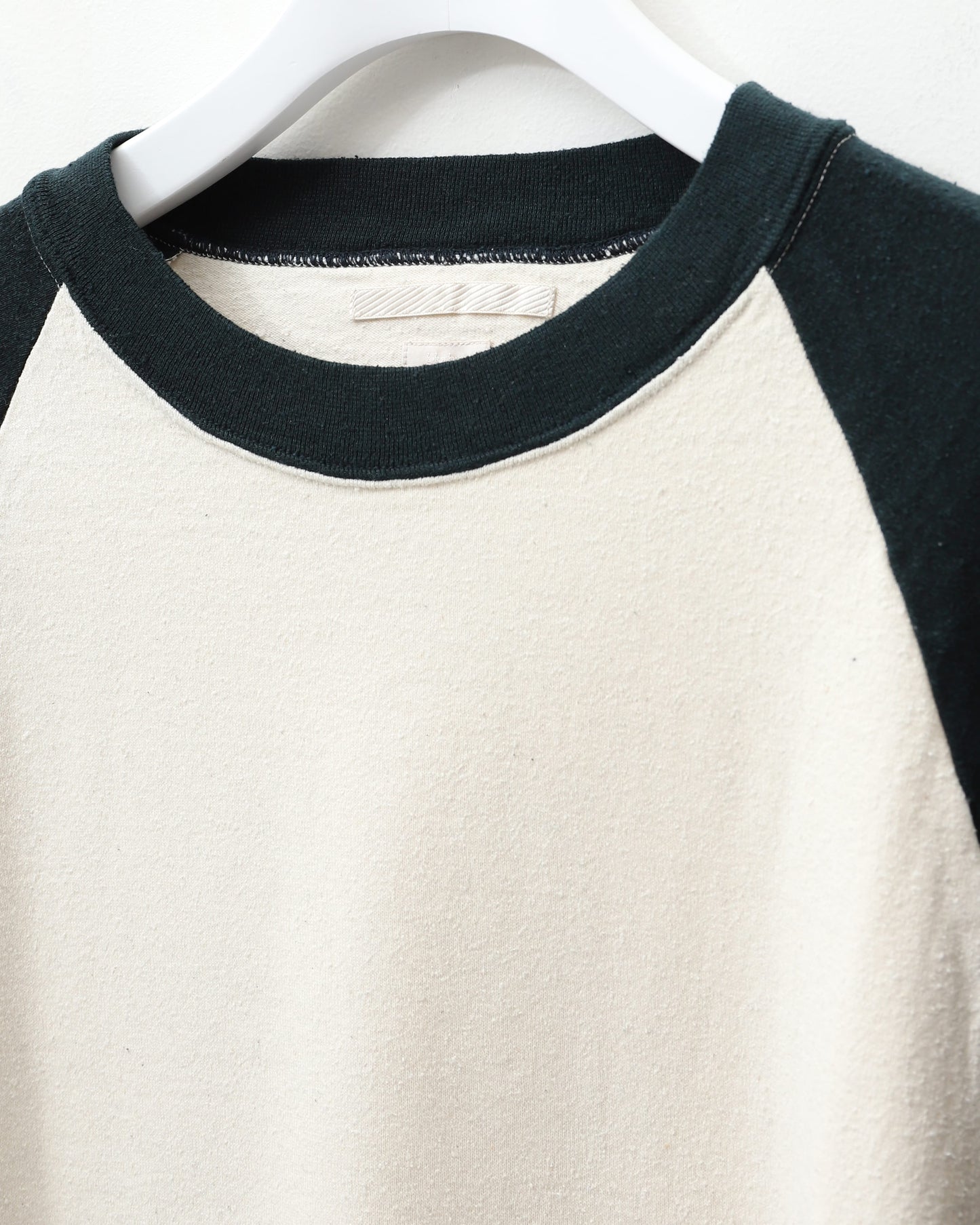 Co/Silk Nep Baseball Raglan Tee IVOLY-BODY×DARKGREEN