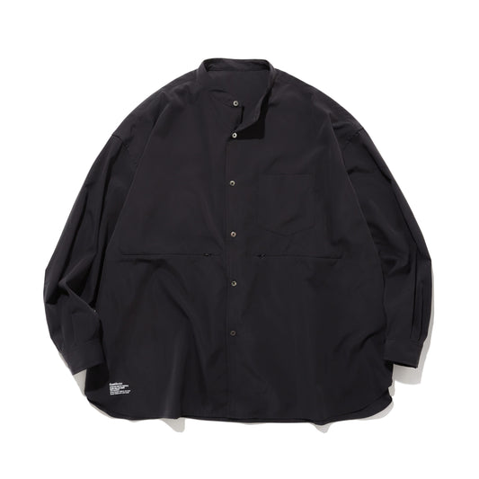 STRETCH MATTE TAFFETA BAND COLLAR SHIRT