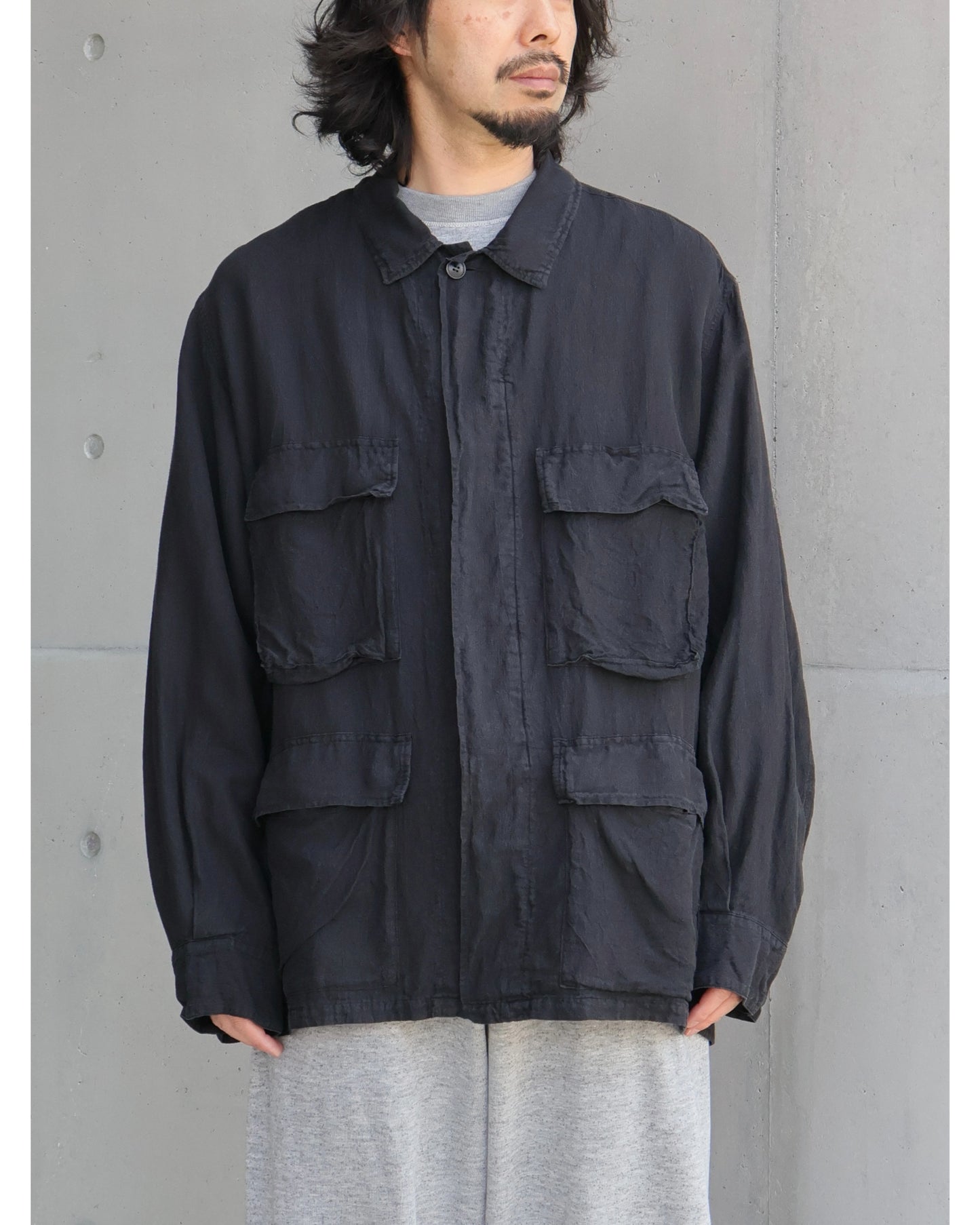 シルクコットン B.D.U.ジャケット FADE BLACK