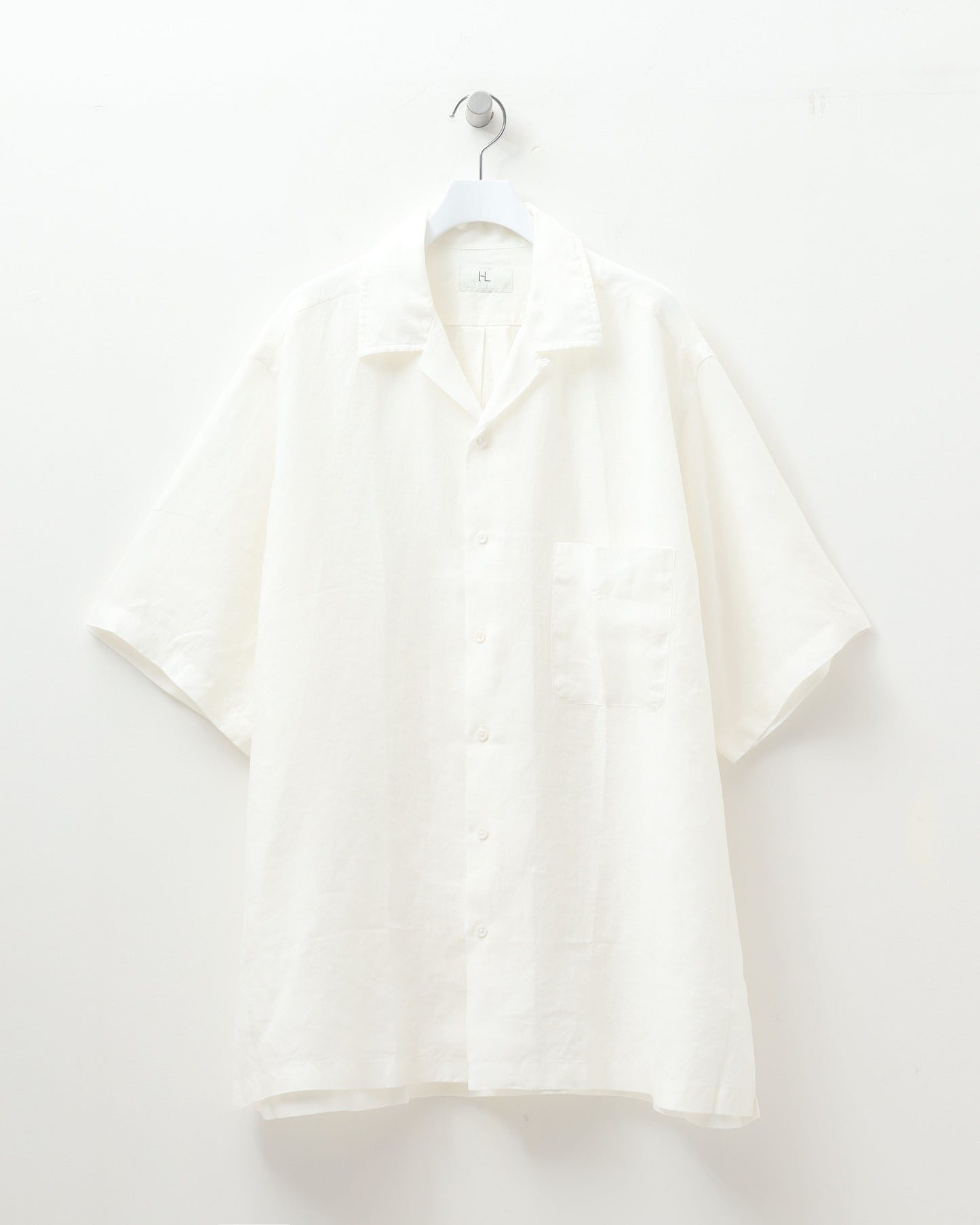 Linen ramie Opencollar WHITE