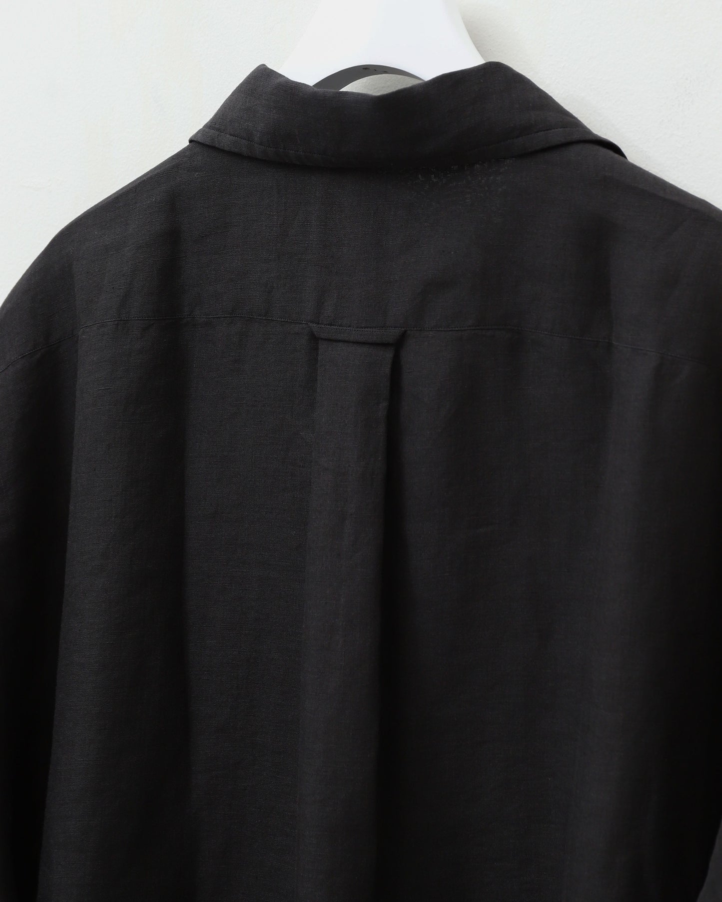 Linen ramie Opencollar BLACK