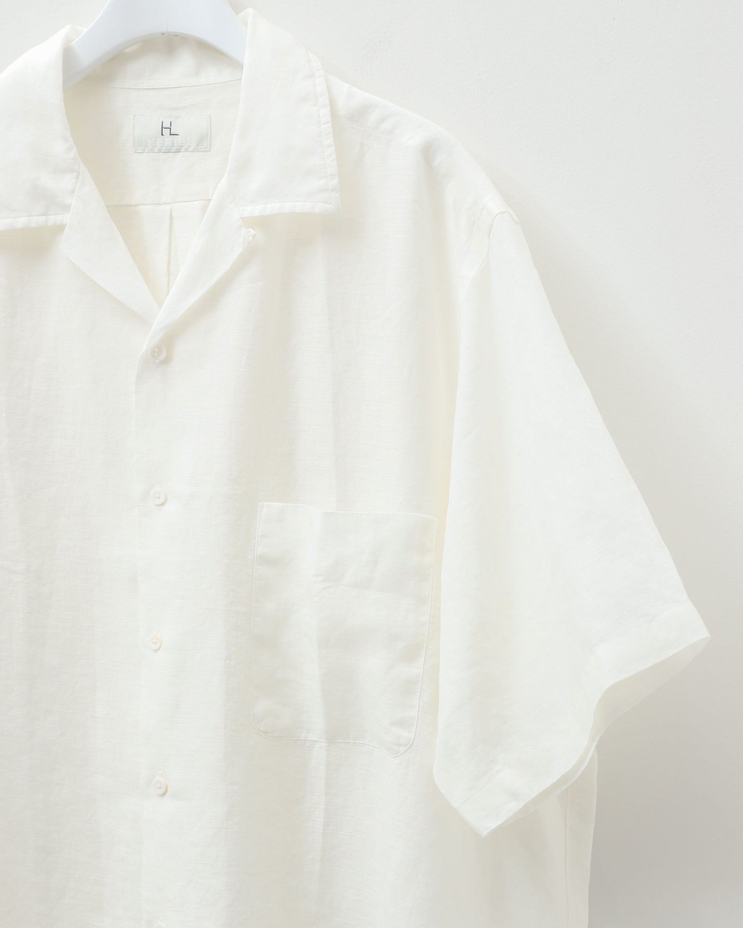 Linen ramie Opencollar WHITE