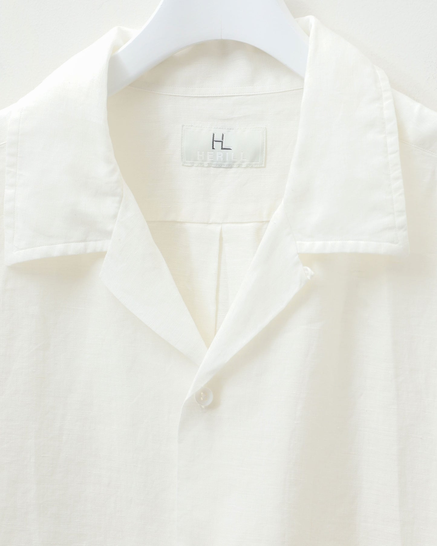 Linen ramie Opencollar WHITE