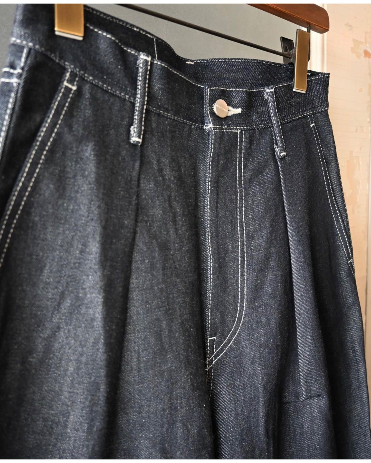 Selvage Denim Two Tuck Wide Pants