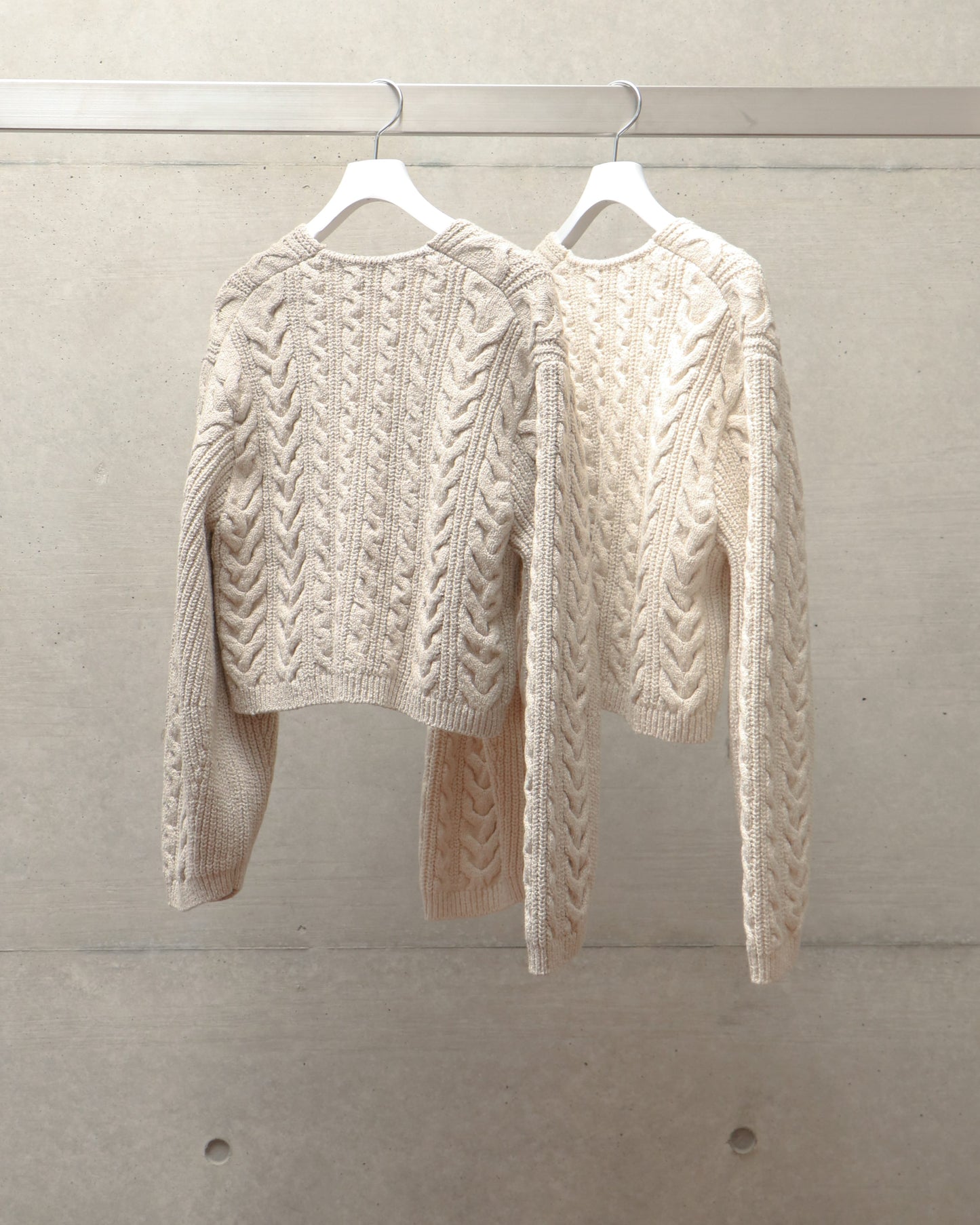 cotton & lambs wool cable-knit cropped cardigan