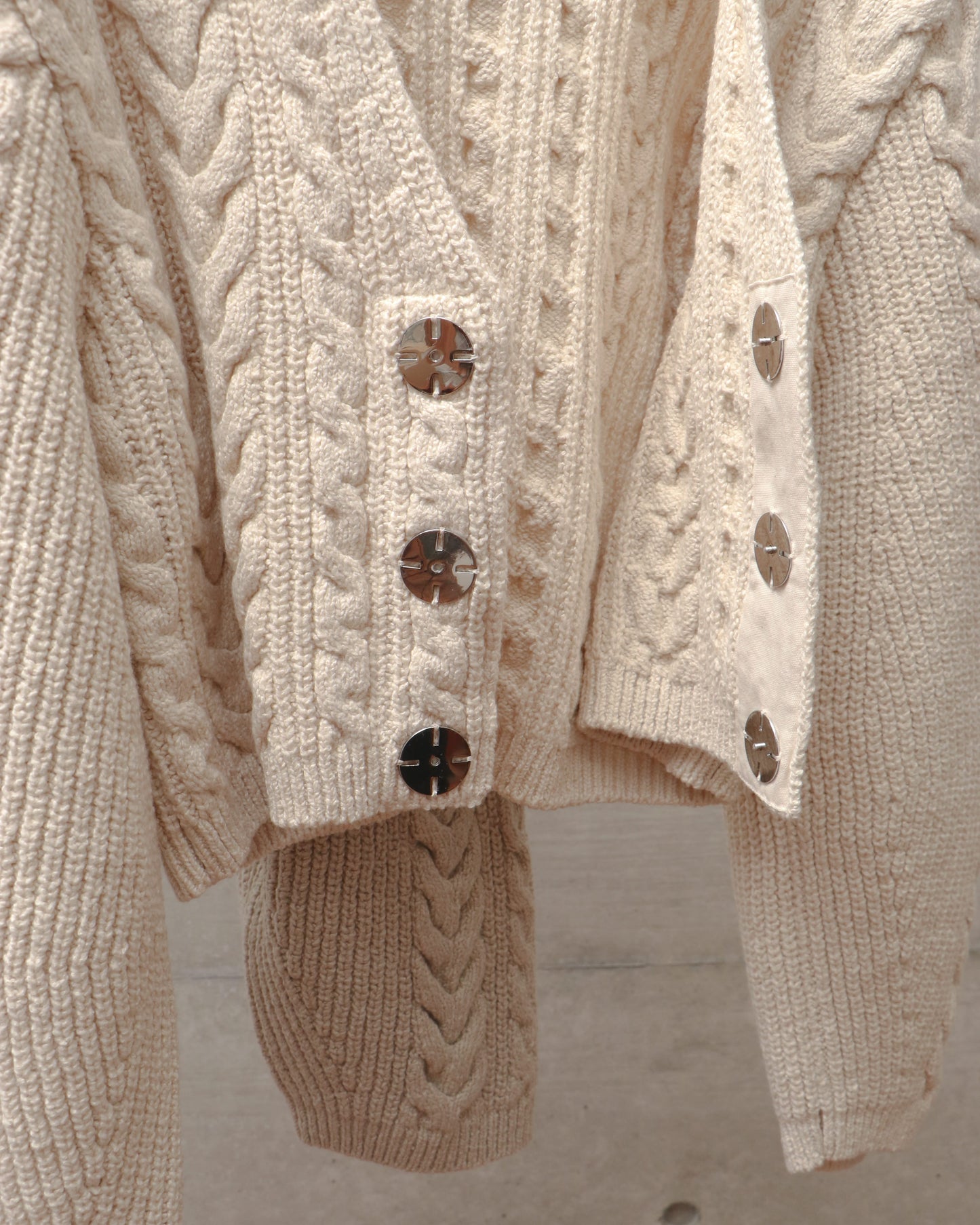 cotton & lambs wool cable-knit cropped cardigan