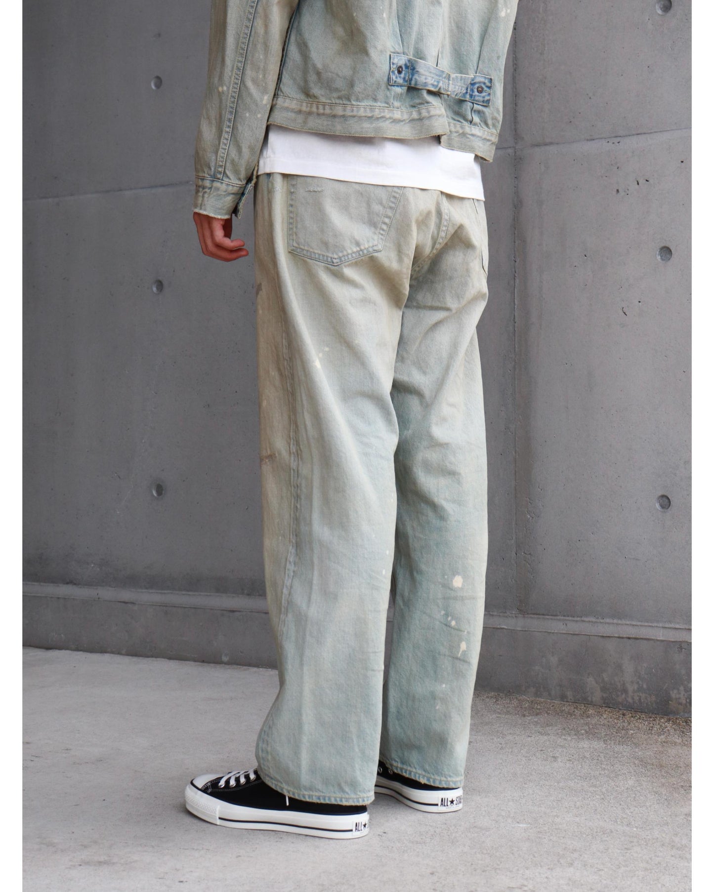 Washed Denim Wide Pants