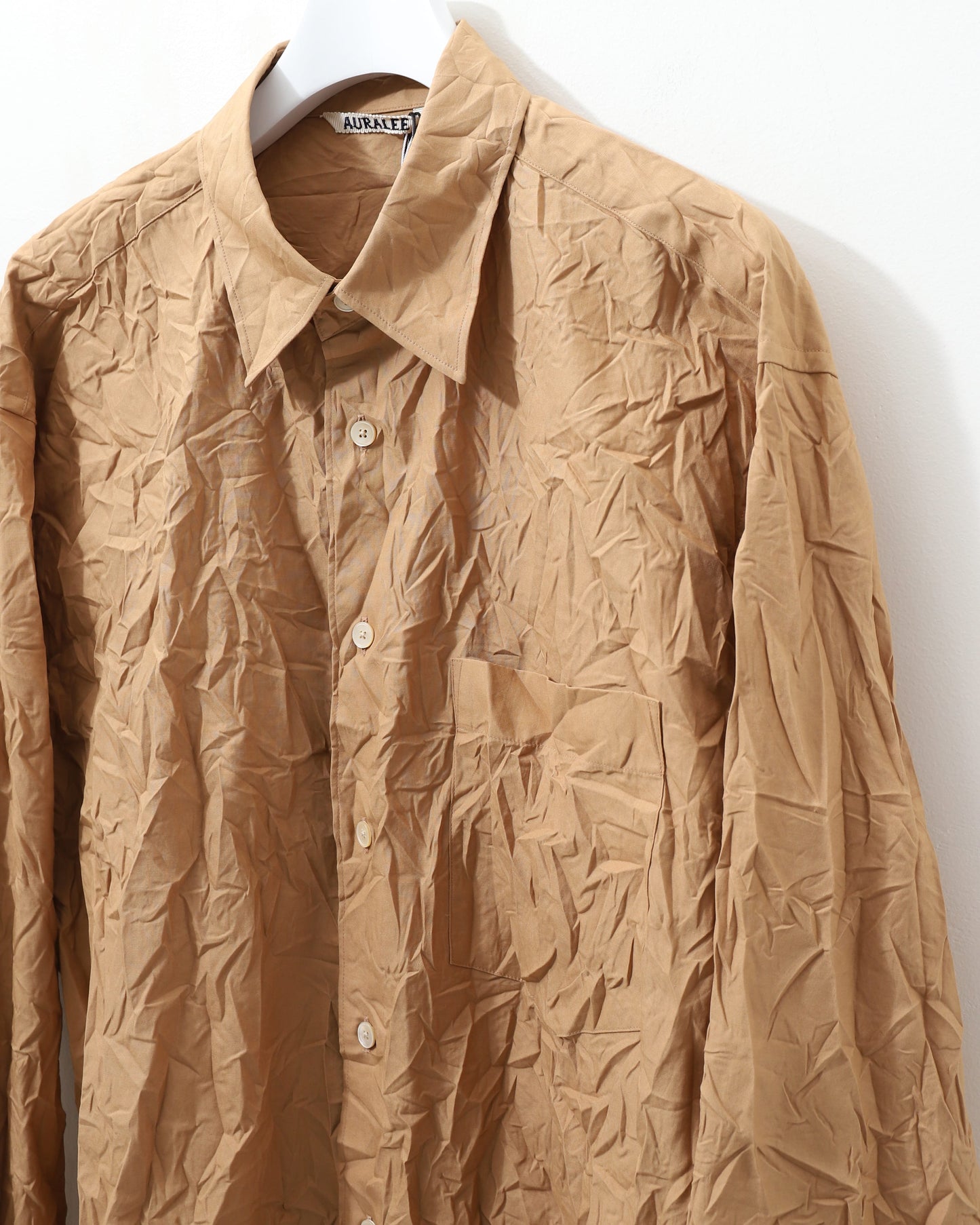 WRINKLED WASHED FINX TWILL SHIRT BROWN