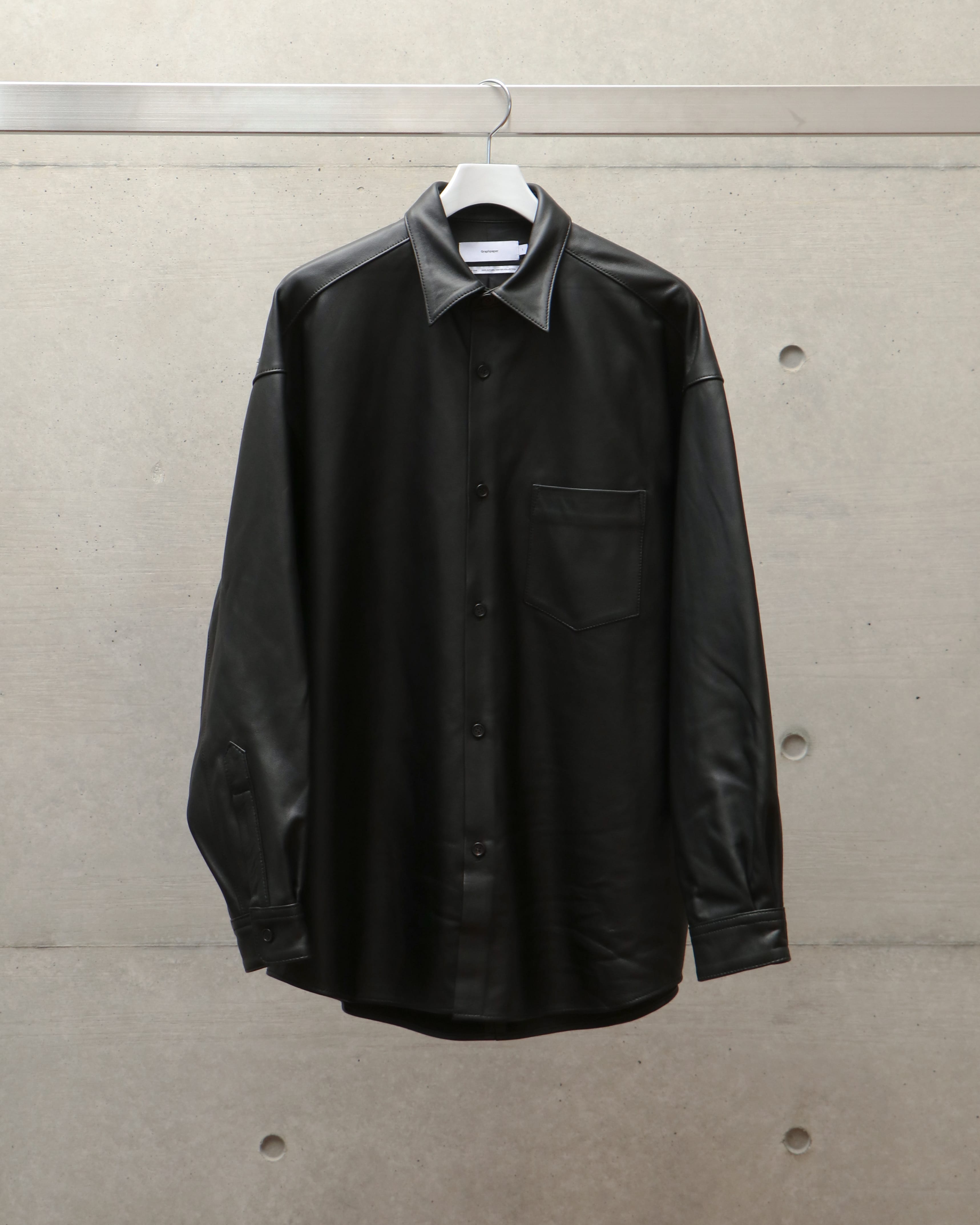 Sheep Leather Oversized Shirt BLACK – TIME AFTER TIME