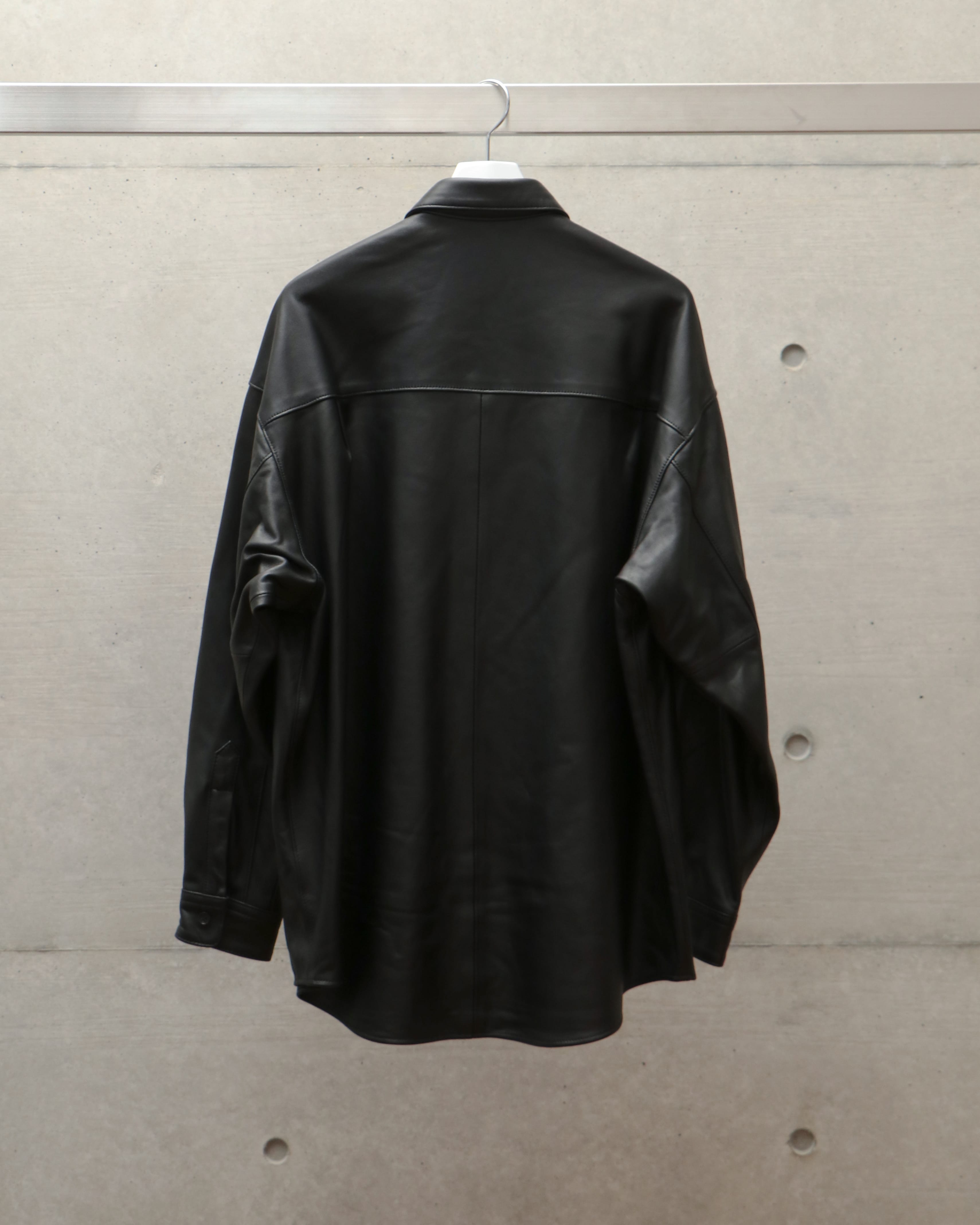 Sheep Leather Oversized Shirt BLACK – TIME AFTER TIME