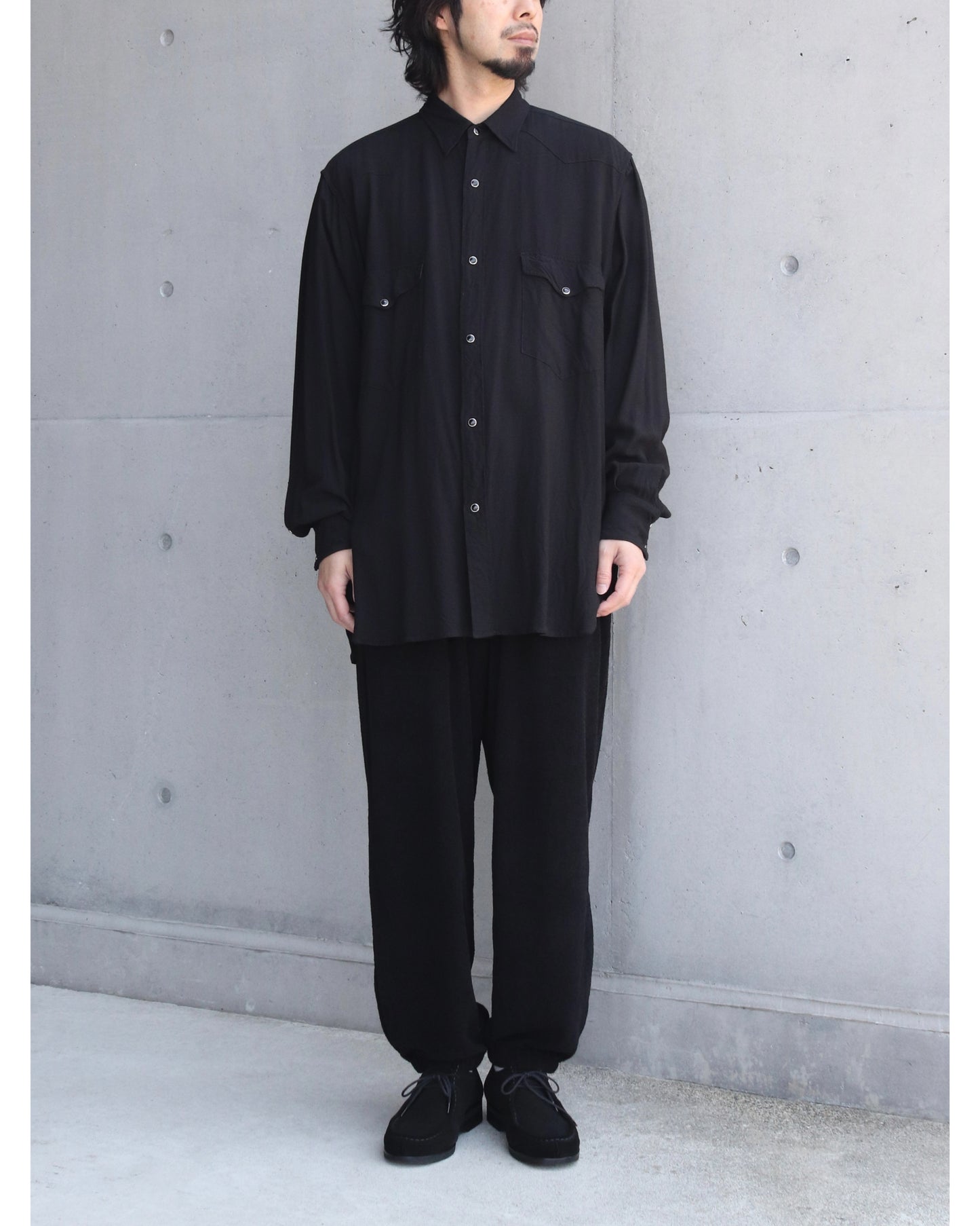 レーヨン ウエスタンシャツ BLACK