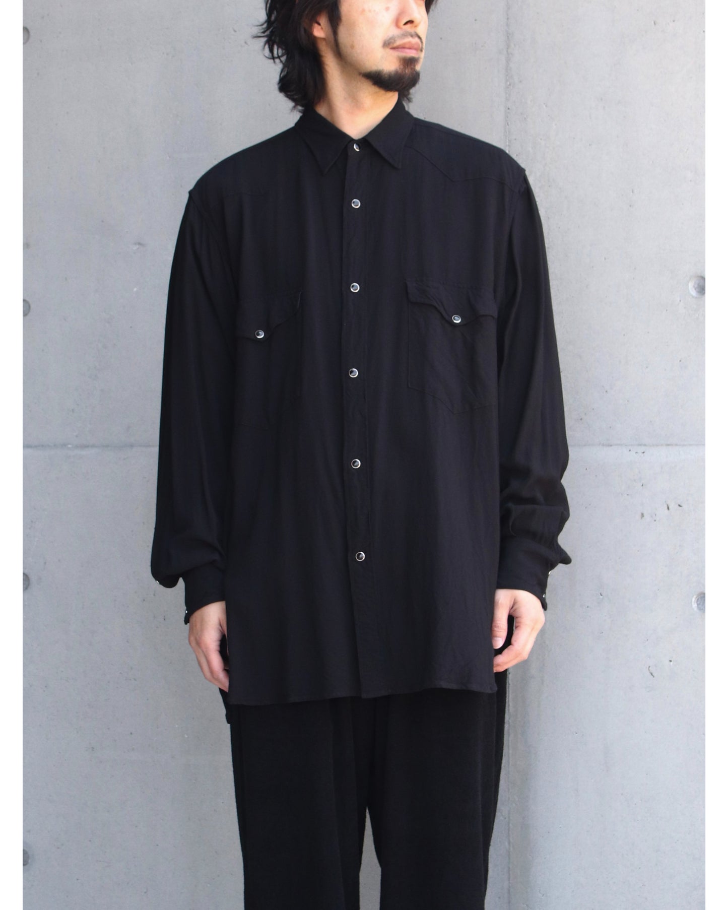 レーヨン ウエスタンシャツ BLACK