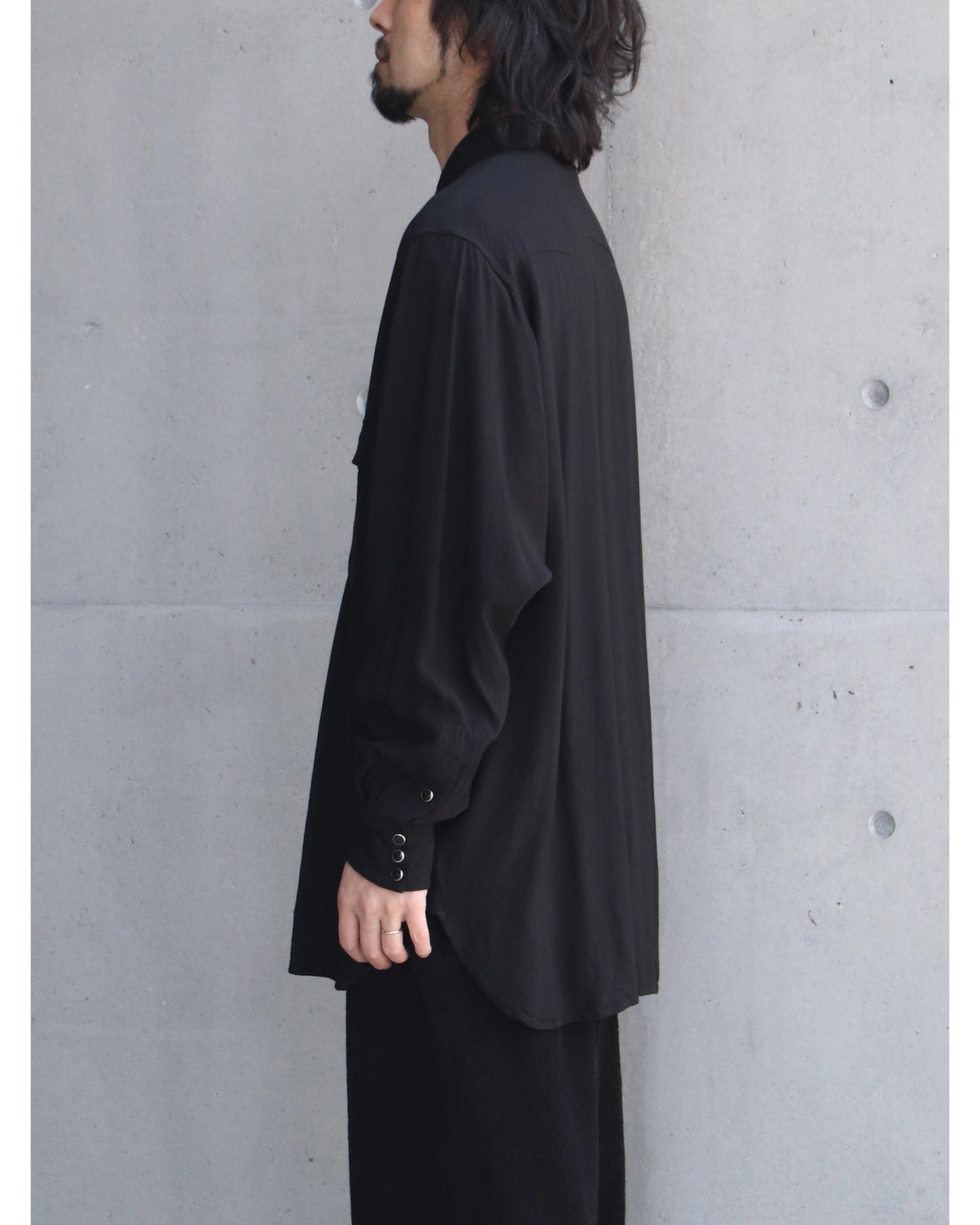 レーヨン ウエスタンシャツ BLACK