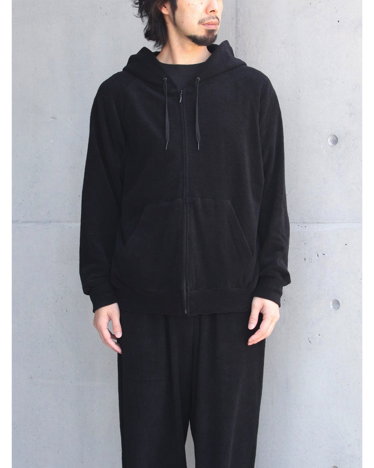 パイル ジップパーカ BLACK