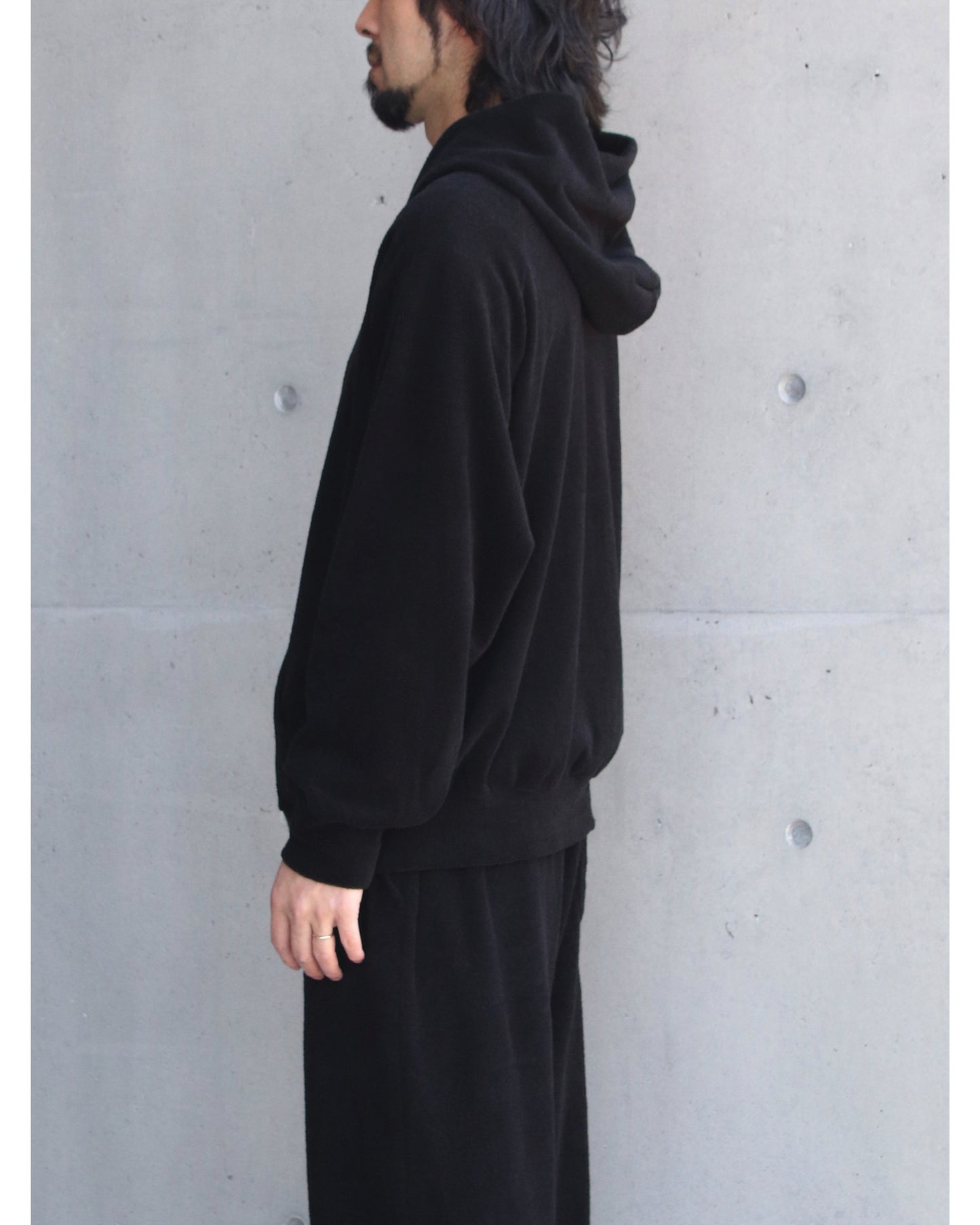 パイル ジップパーカ BLACK